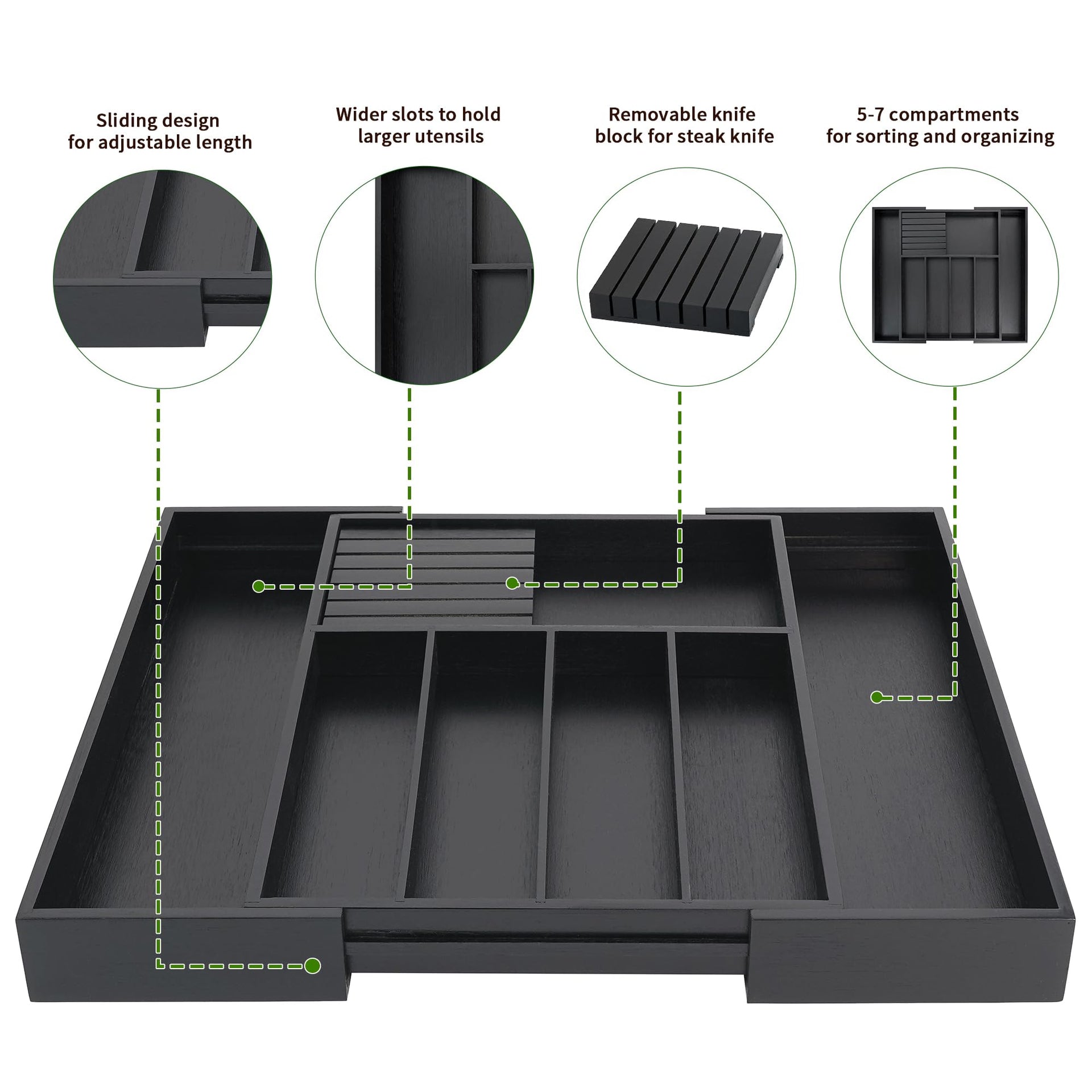 Bamboo Silverware Drawer Organizer