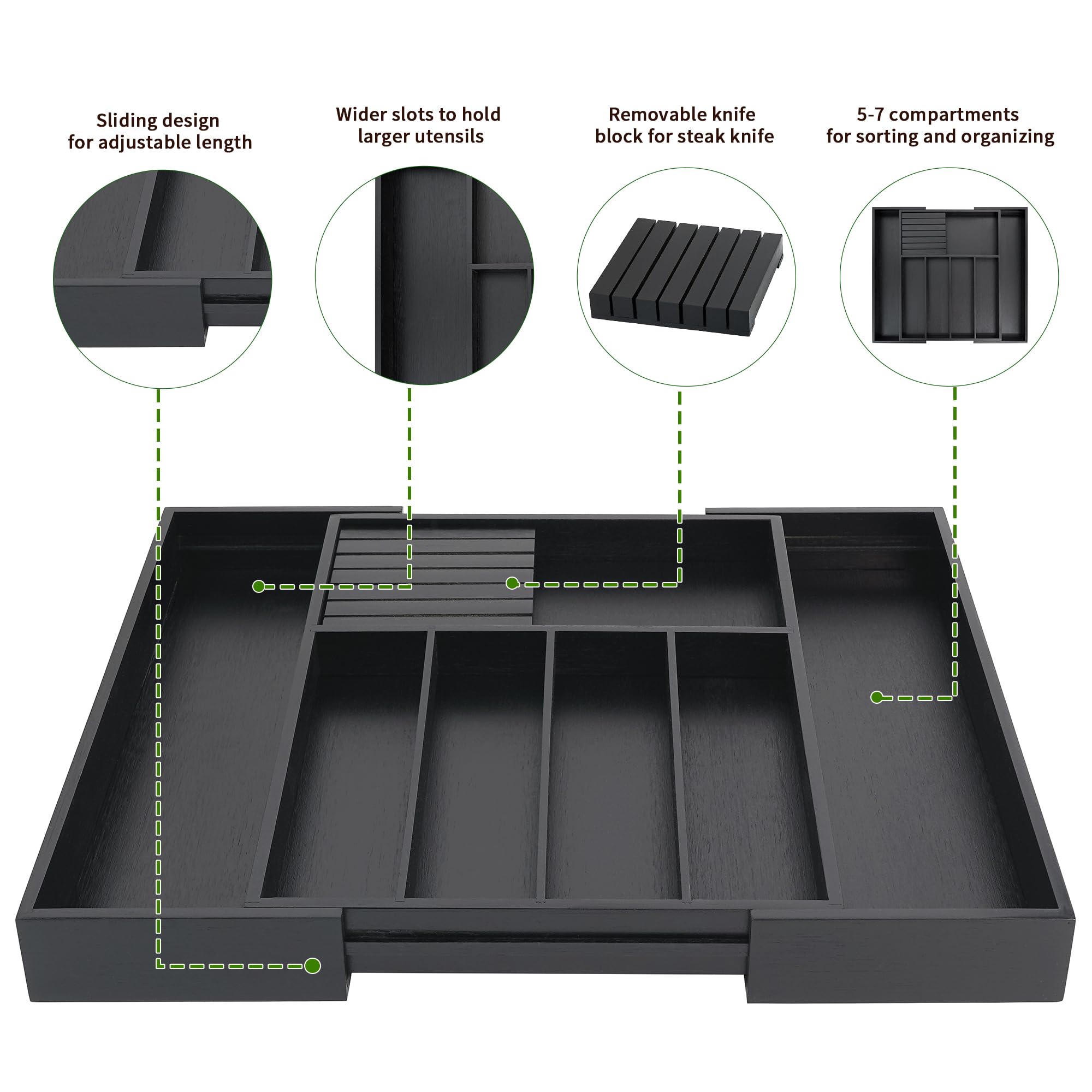 Bamboo Silverware Drawer Organizer