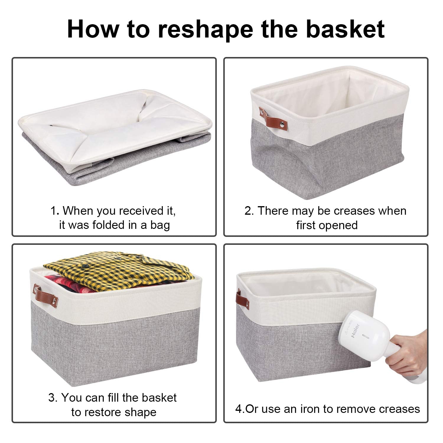 Fabric Storage Baskets for Shelves (4 Count)