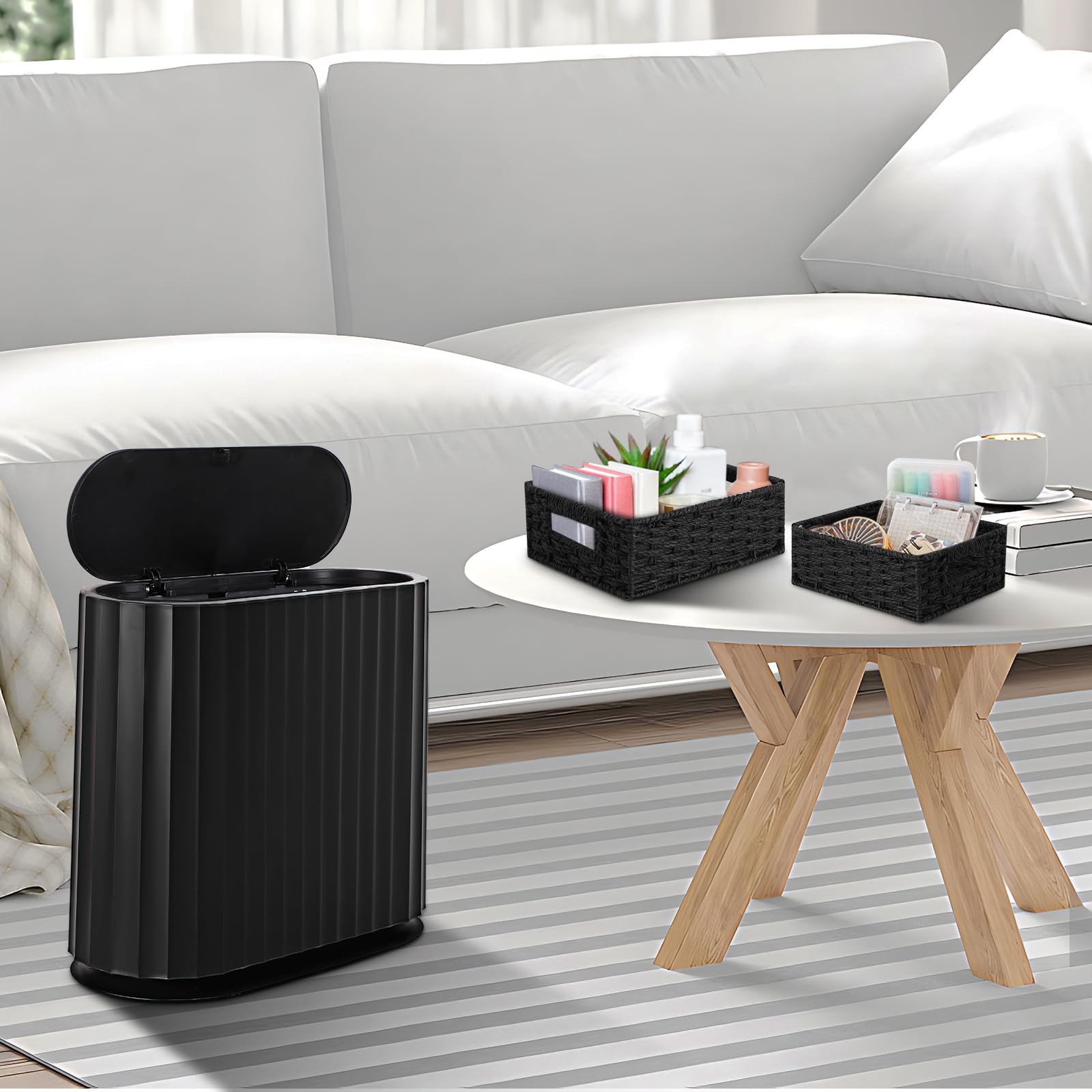 Small Bathroom Trash Can with Press Type Lid (3 Count)