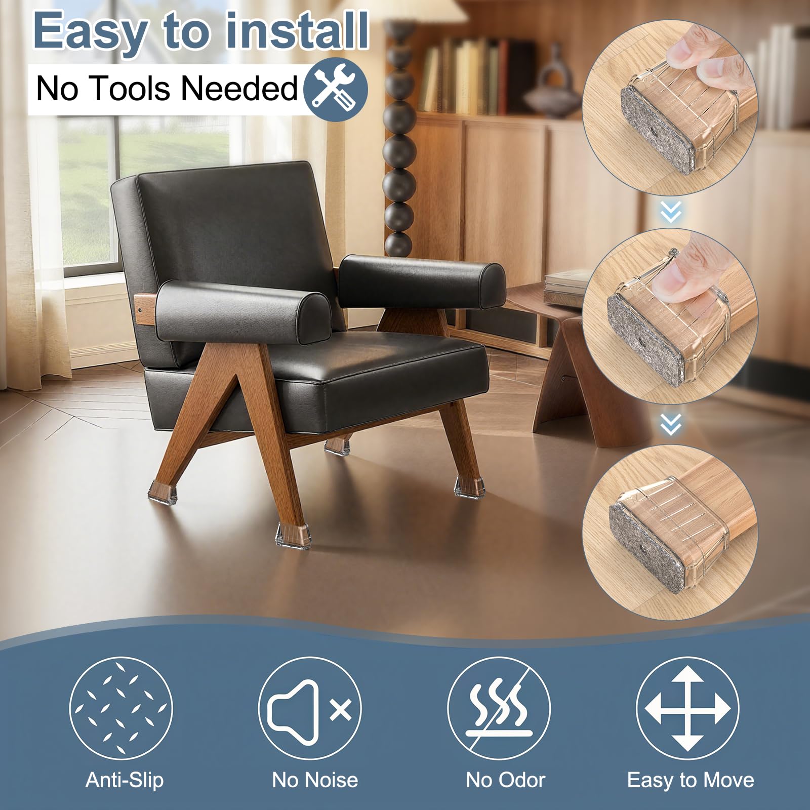 24PCS Rectangular Chair Leg Floor Protectors for Hardwood Floors (24 Count)