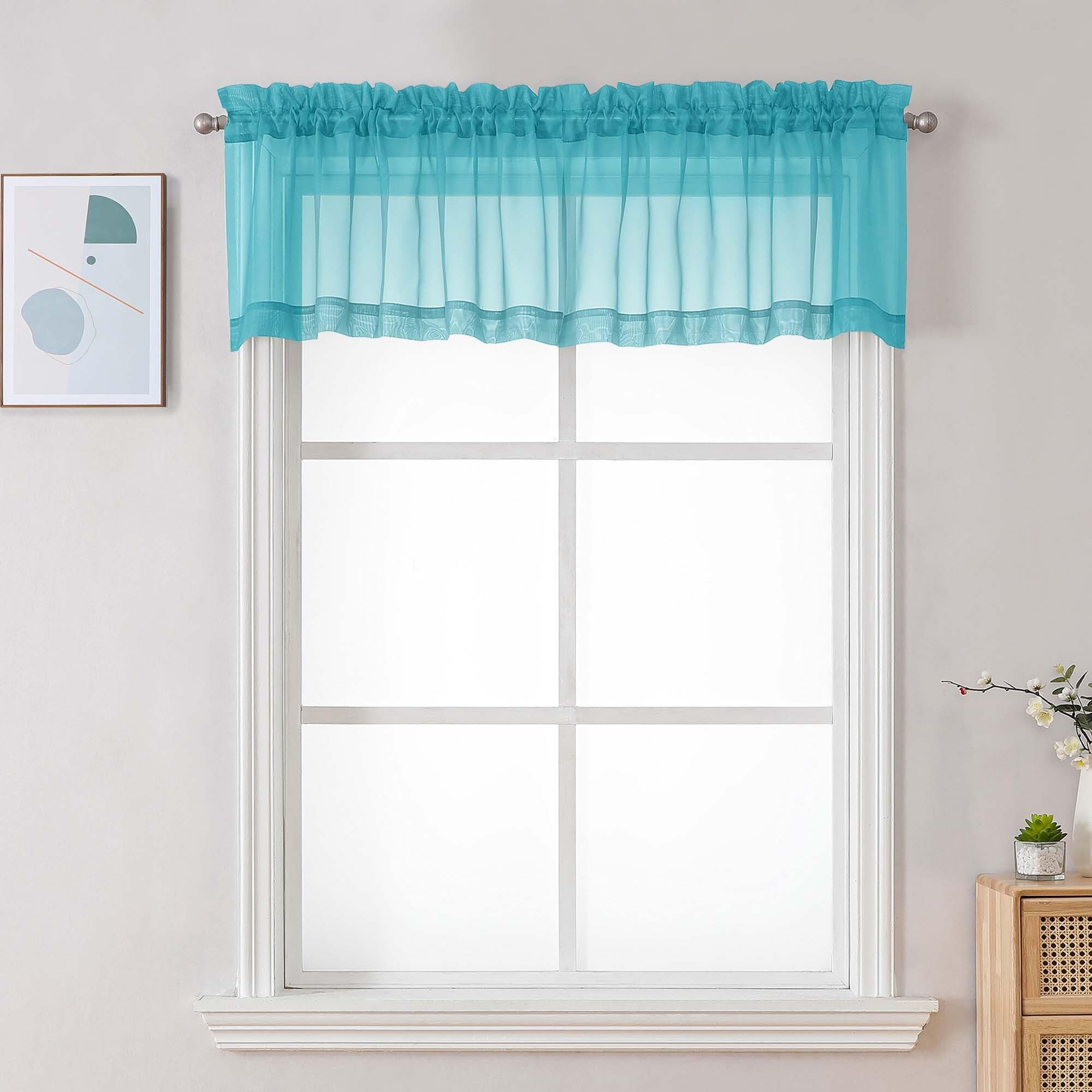 Turquoise Sheer Valances for Windows (2 Count)