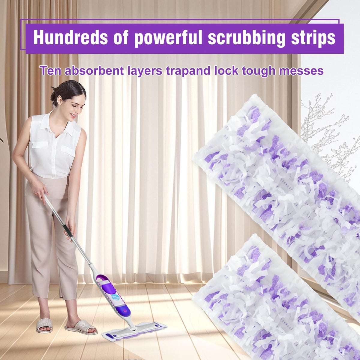 40 Pack Disposable Power Mop Refills Pads Compatible with Swiffer Power Mop (48 Count)