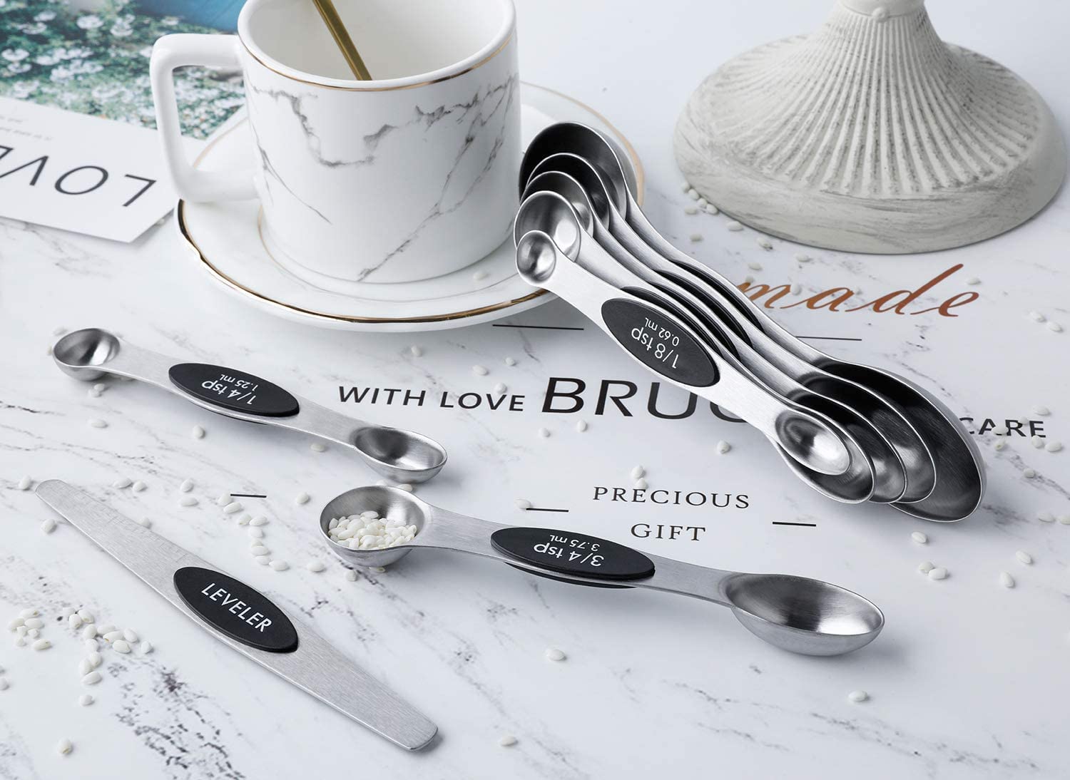 Magnetic Measuring Spoons Set Stainless Steel Stackable Measuring Spoons