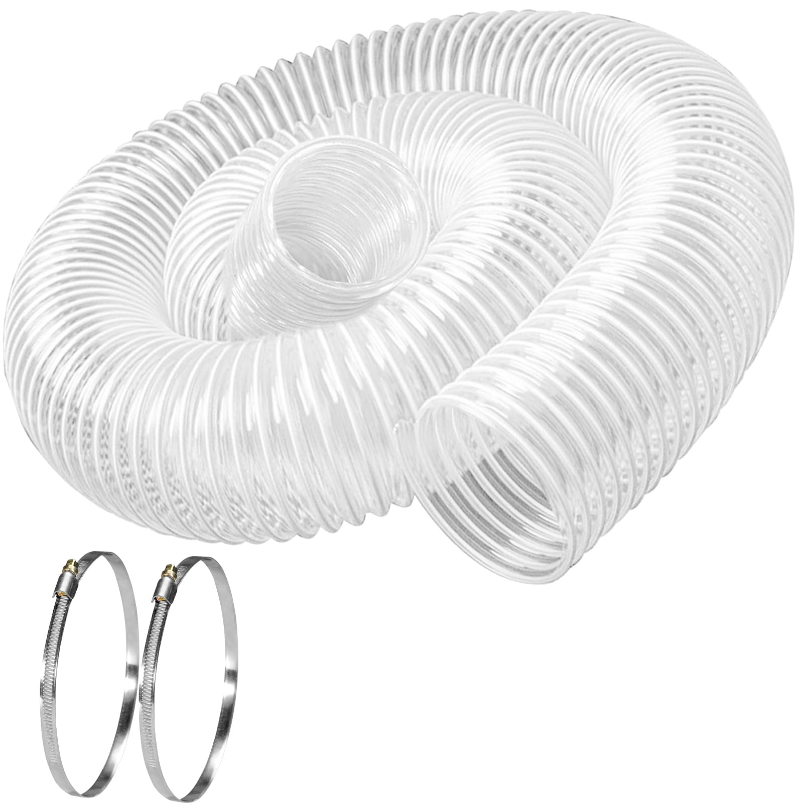 5" x 10' Clear PVC Dust Collection Hose with 2 Clamps