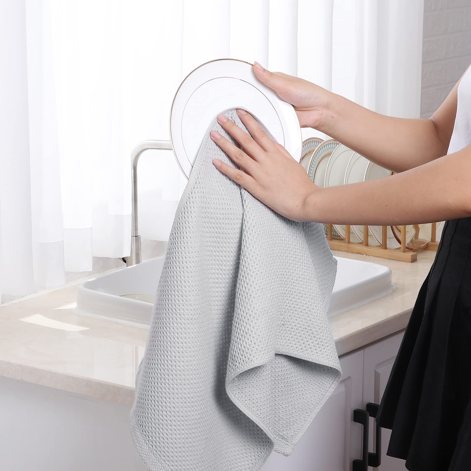 100% Cotton Waffle Weave Kitchen Dish Towels 4 (4 Count)