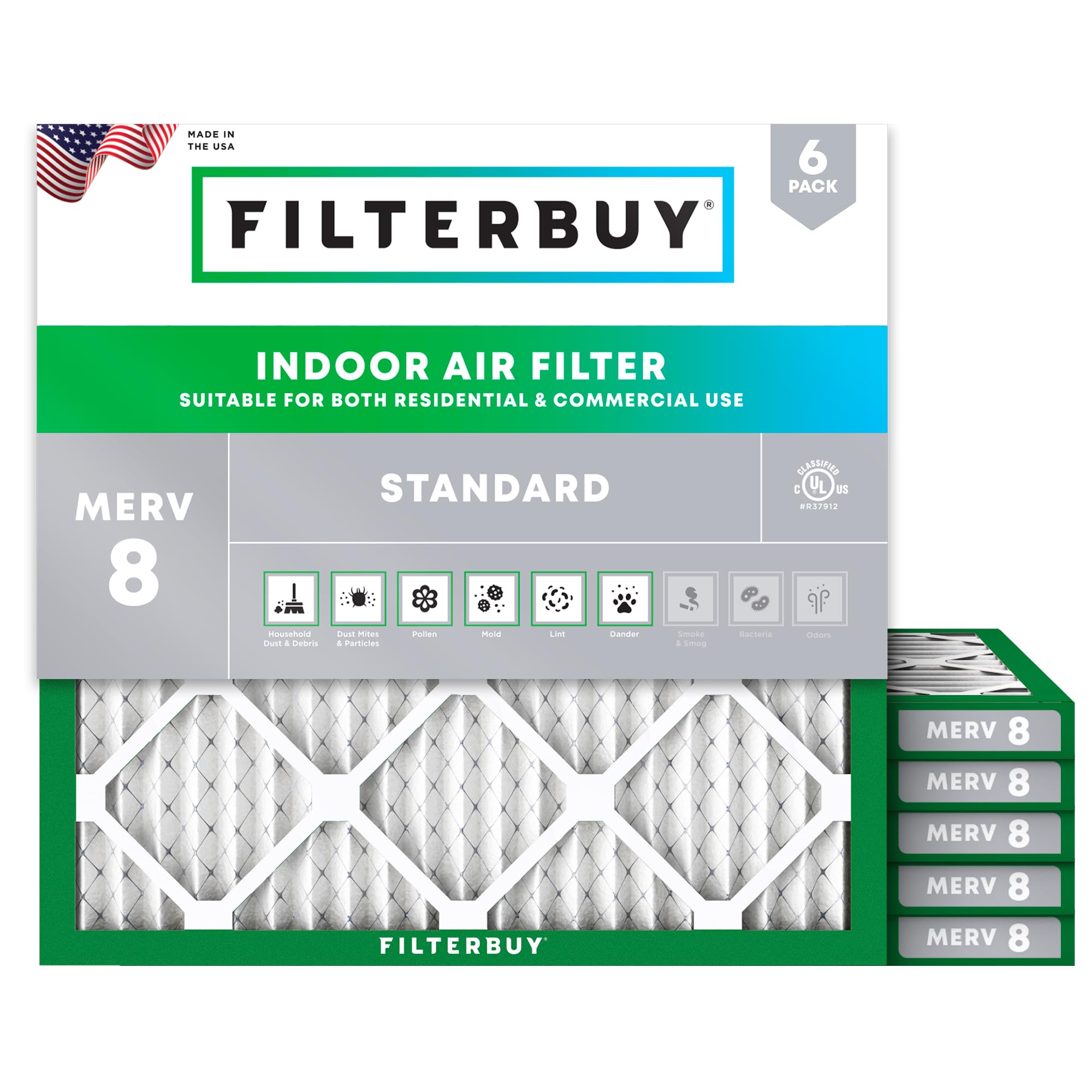 11.25x11.25x1 Air Filter MERV 8 Dust & Allergy Defense (6 Count)