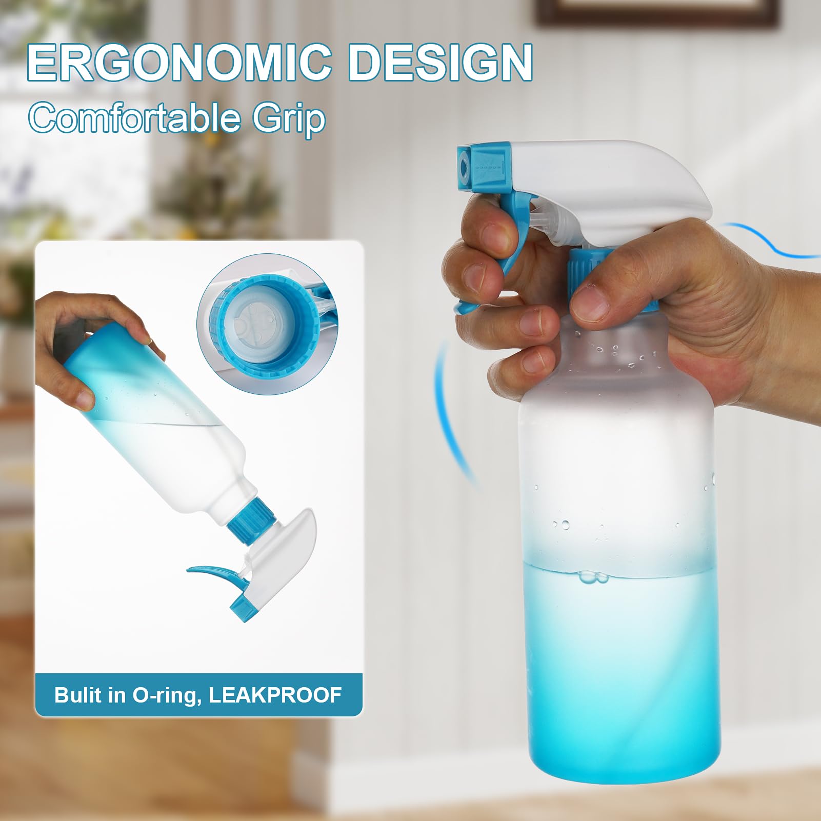 16.9oz 500ml Plastic Spray Bottles 2 Pack (2 Count)
