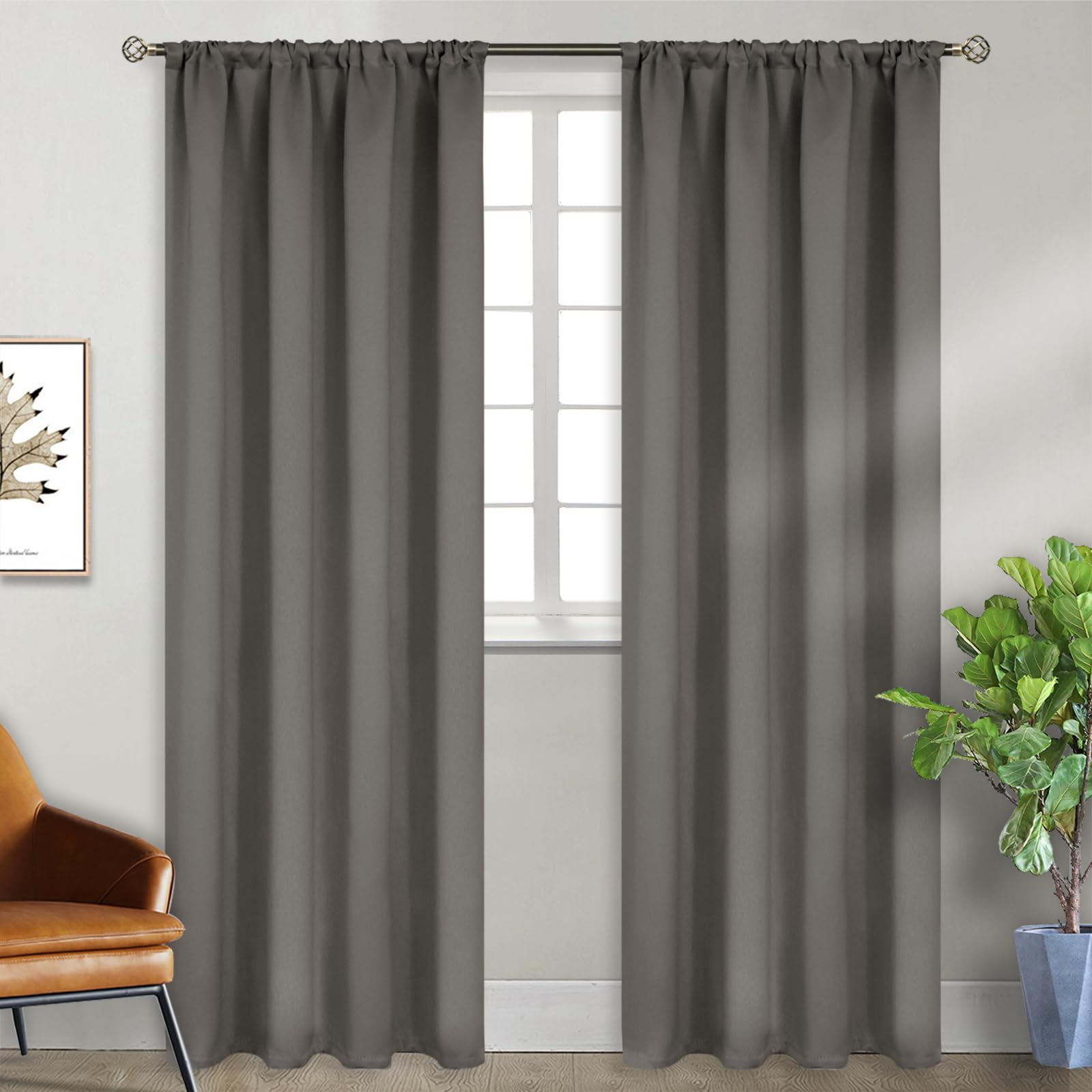 Rod Pocket Blackout Curtains for Bedroom (2 Count)