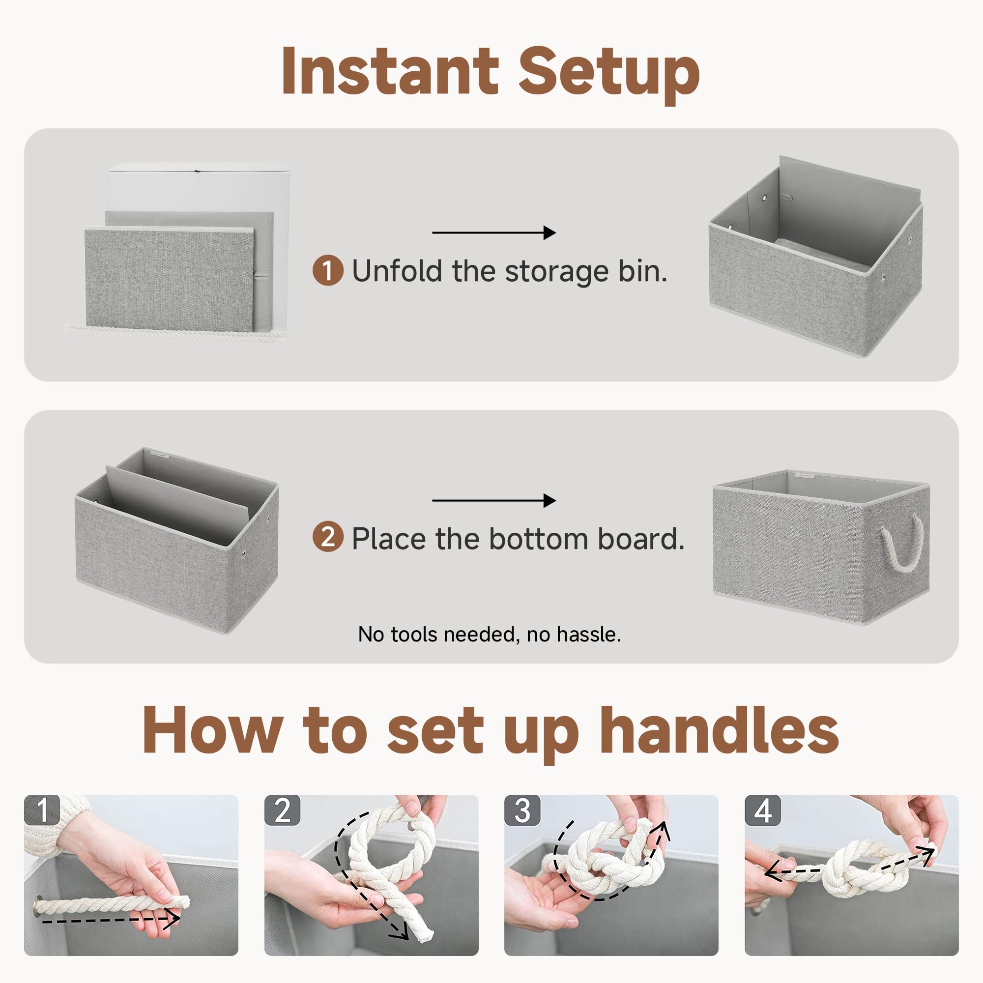 Storage Bins with Rope Handles (3 Count)