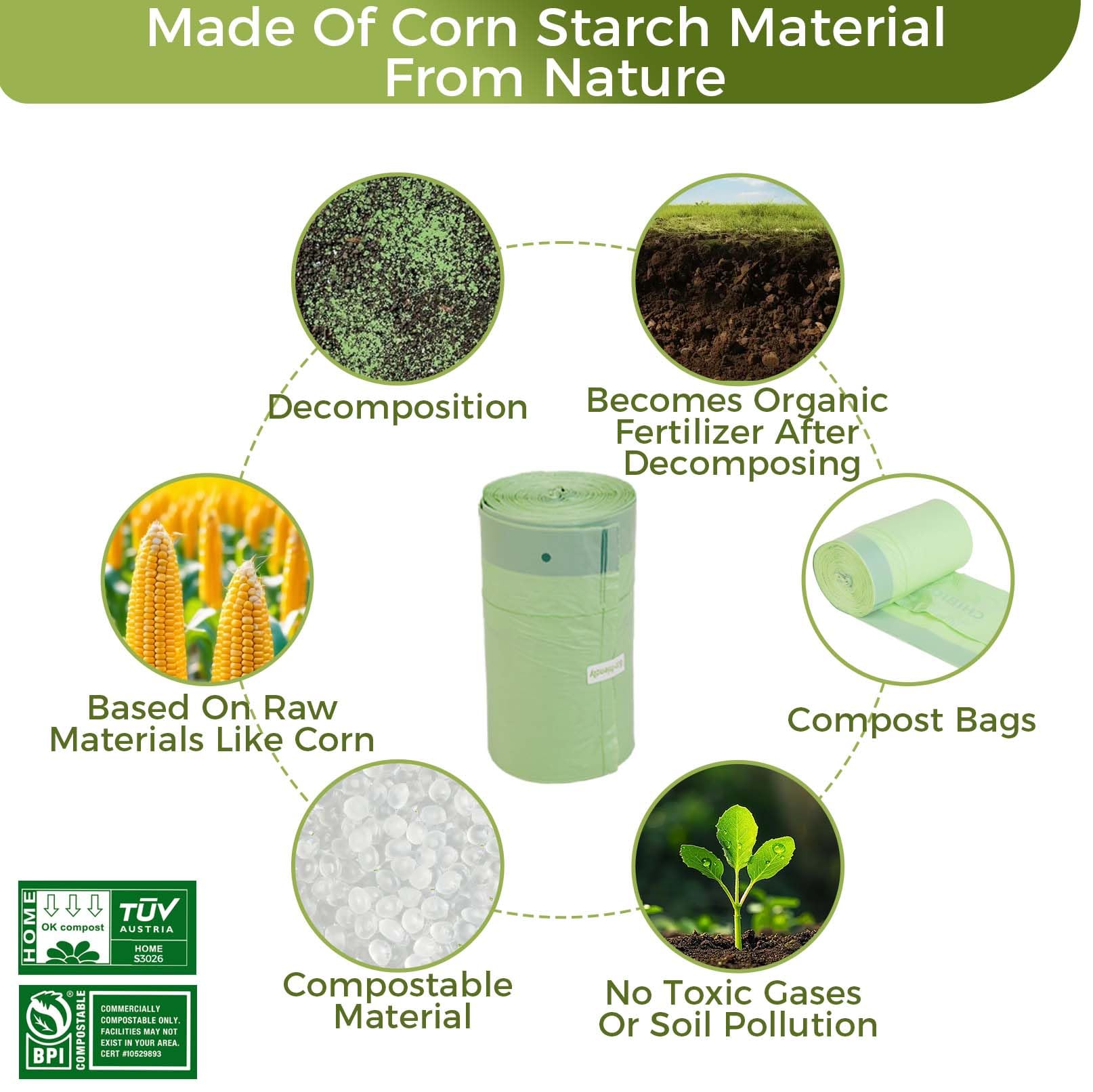 50 55 Gallon Compostable Trash Bags with Flat (12 Count)