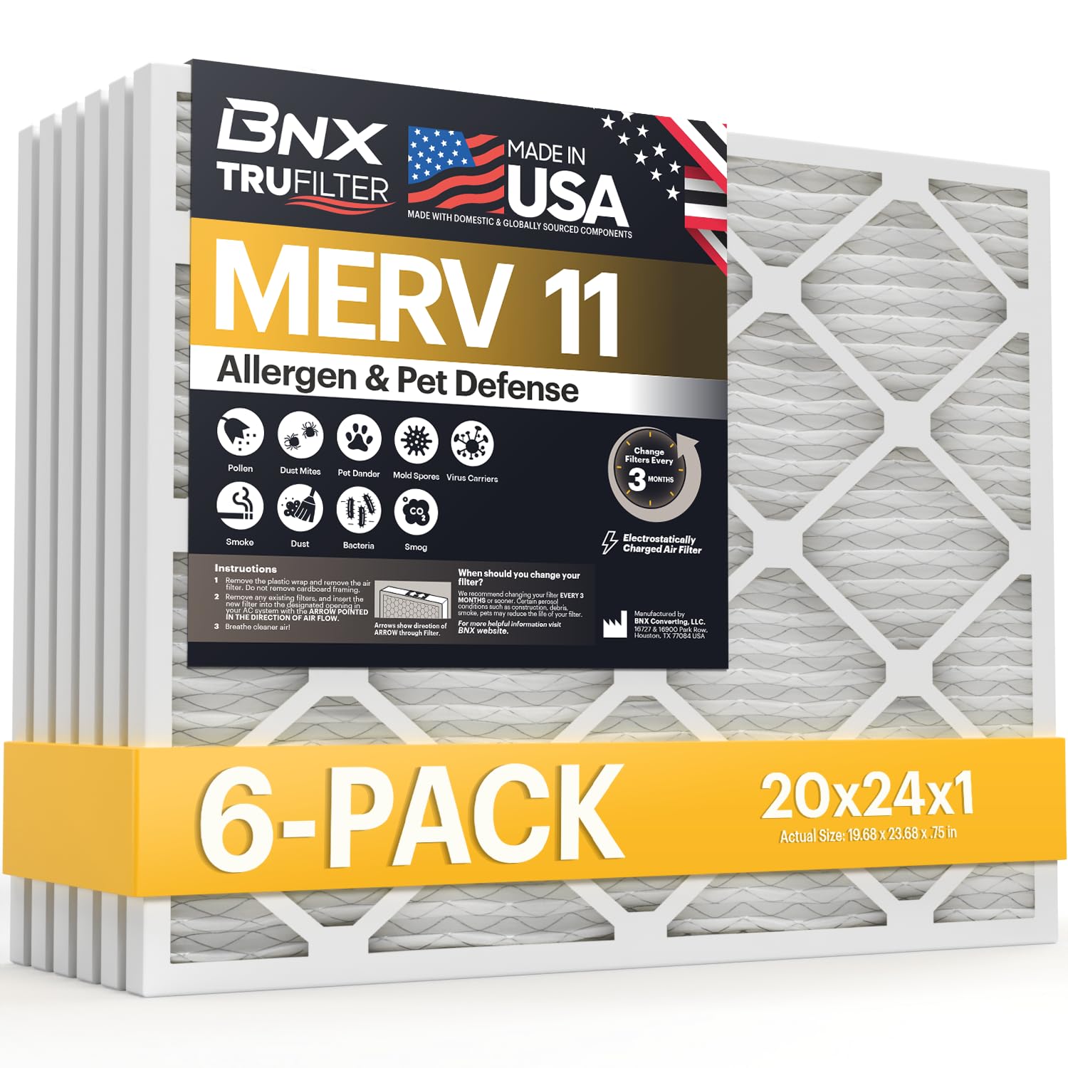 TruFilter 20x24x1 Air Filter MERV 11 (6 Count)