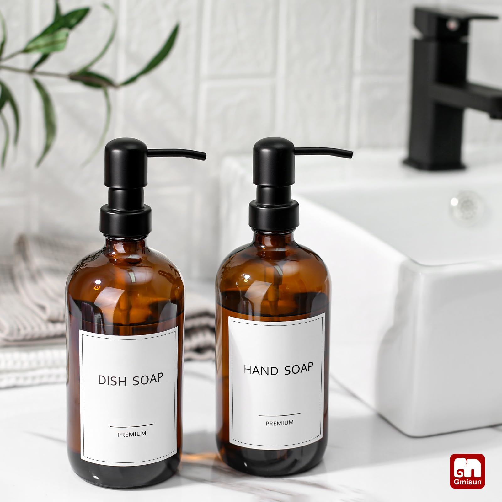 Amber Glass Soap Dispenser (8 Count)