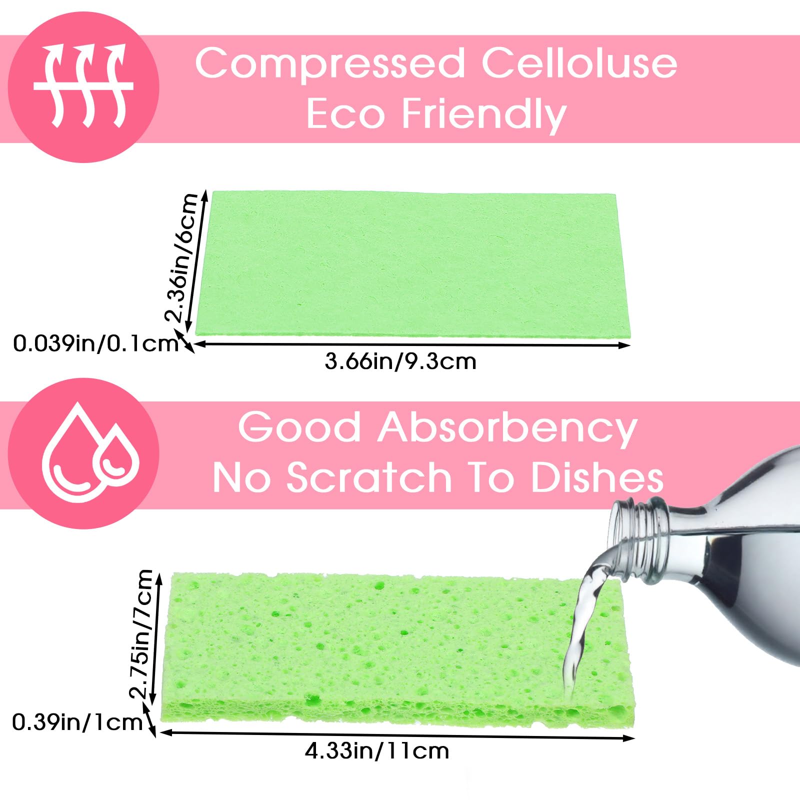 100pcs Kitchen Sponges Bulk Natural Sponges for Dishes Reusable Dish Sponge Scrub Compressed Wood Pulp Sponge Non (140 Count)