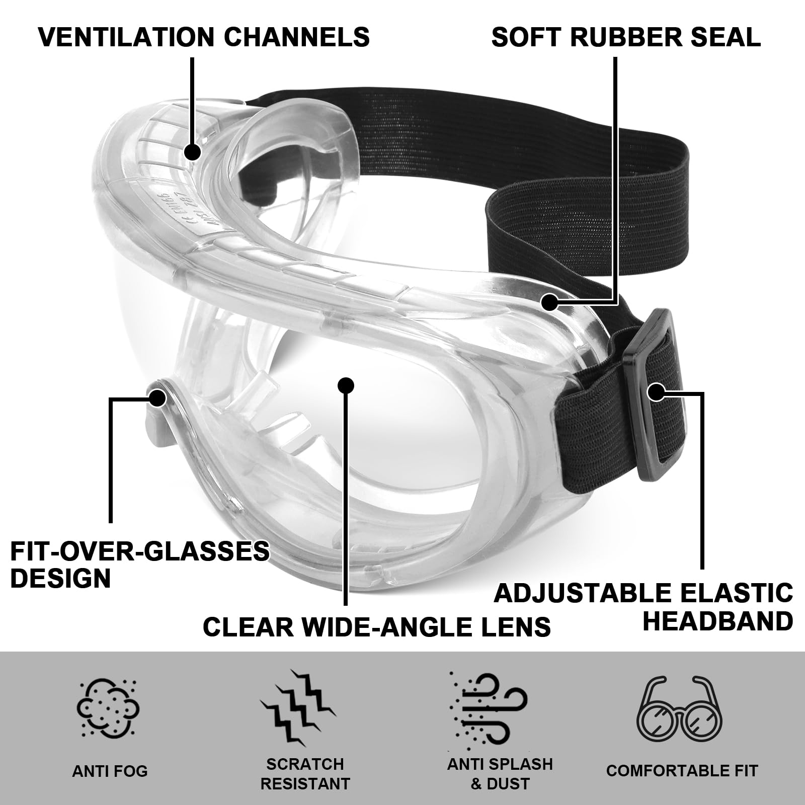 6 Pack Protective Safety Goggles Anti (6 Count)
