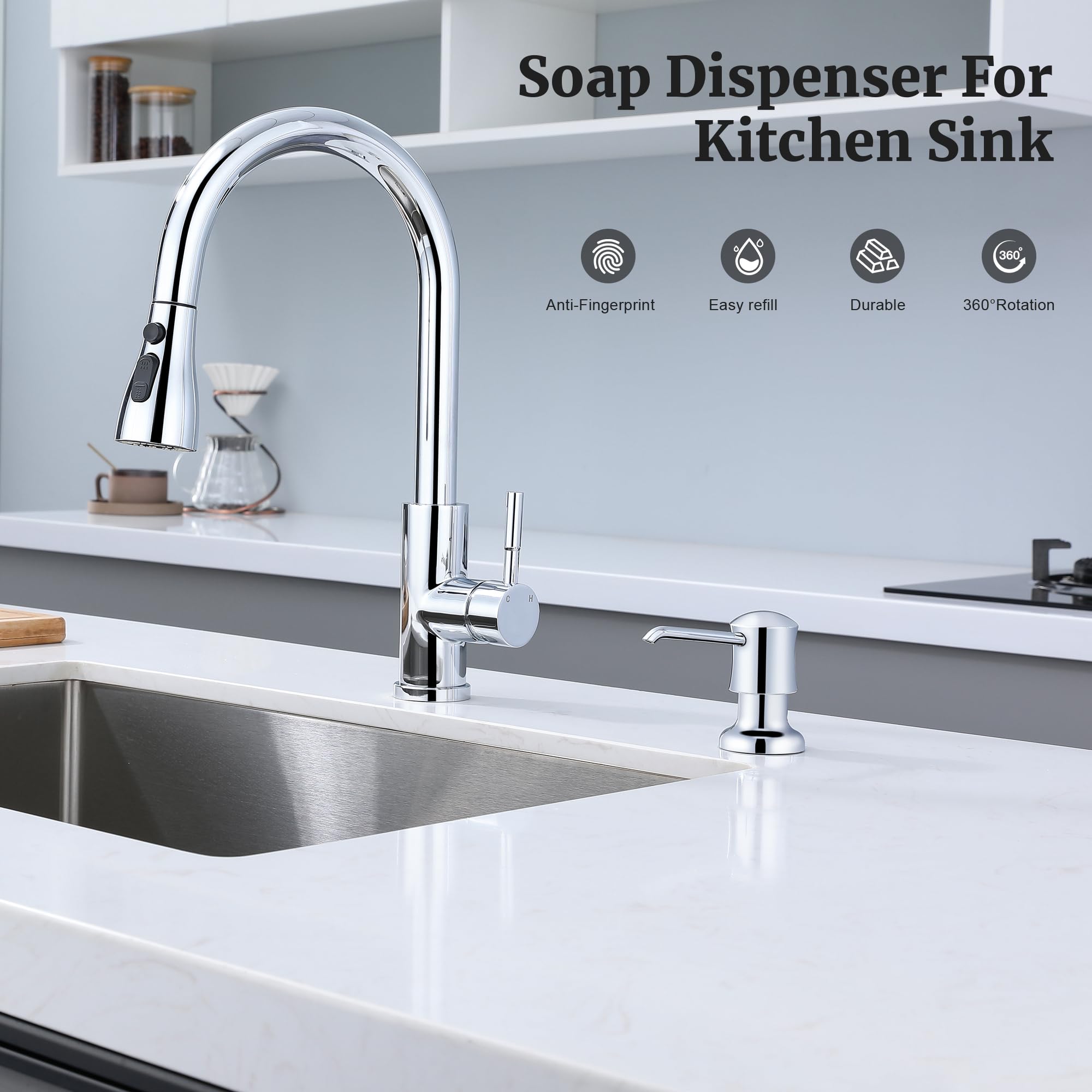 Soap Dispenser for Kitchen Sink Chrome Upgrade Built