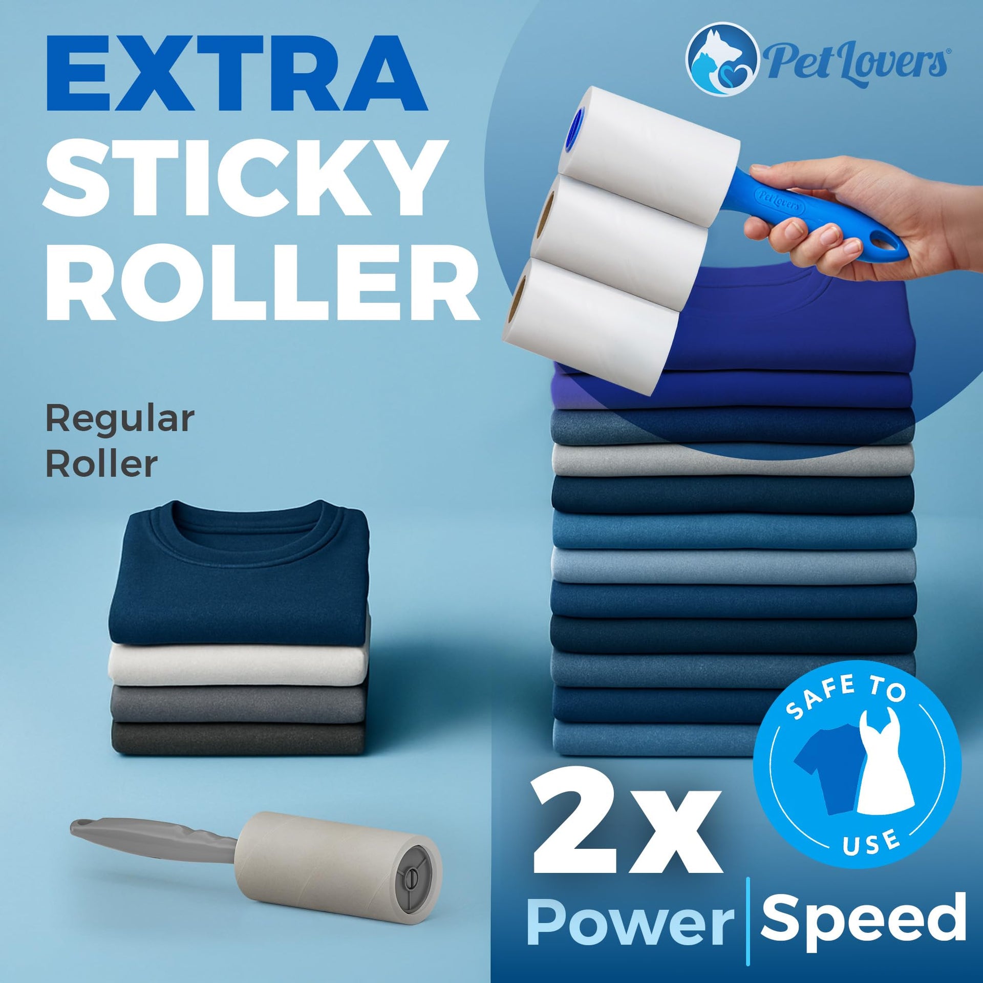 Extra Sticky Lint Roller Ultimate Value Set 400 Sheets for Pet Hair Removal