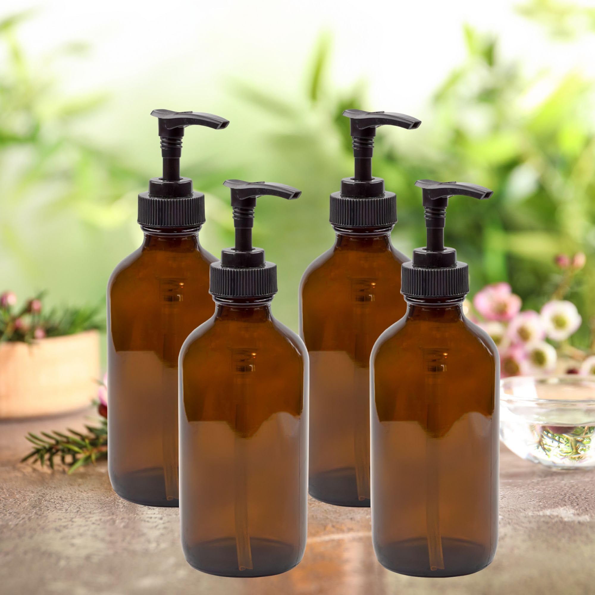 8oz Glass Pump Bottles (4 Count)