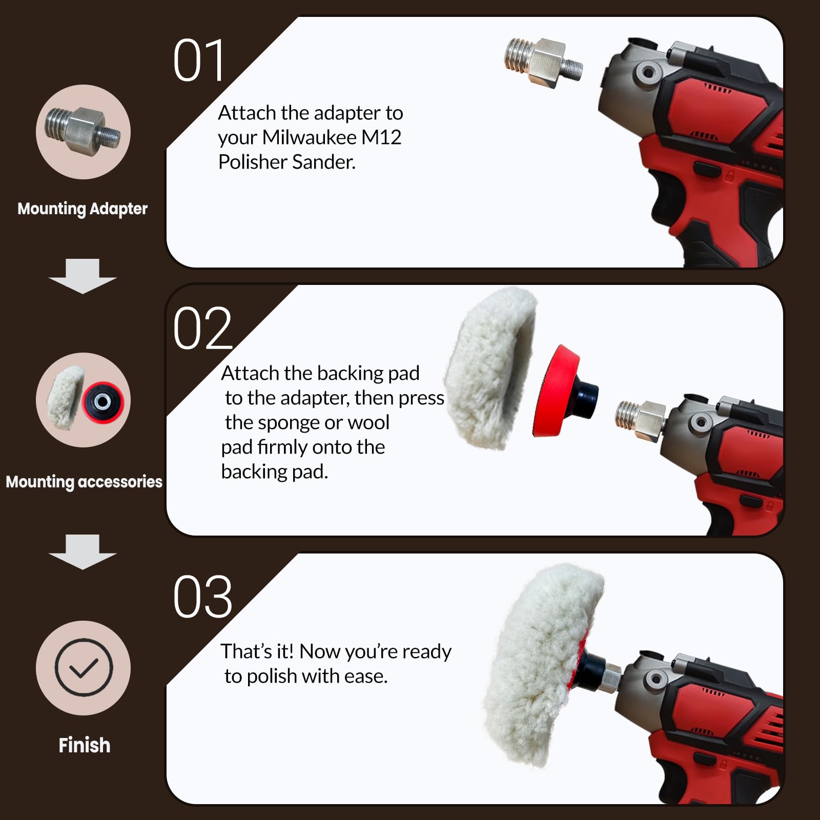 Buffing Polishing Kit for Milwaukee M12 Polisher (2 Count)
