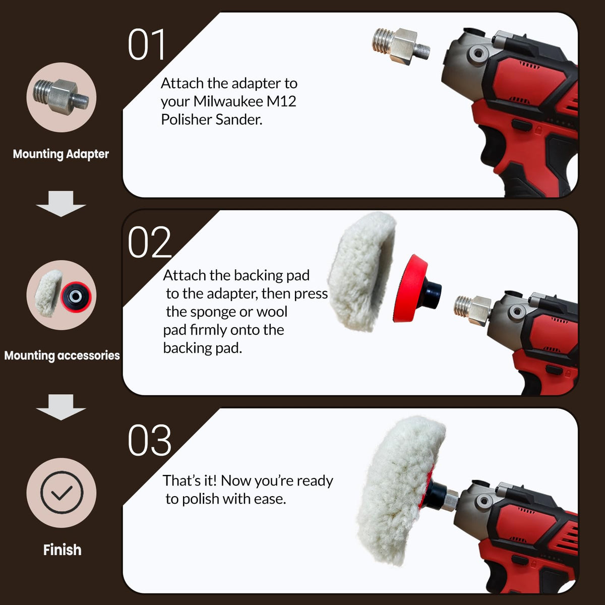 Buffing Polishing Kit for Milwaukee M12 Polisher (2 Count)