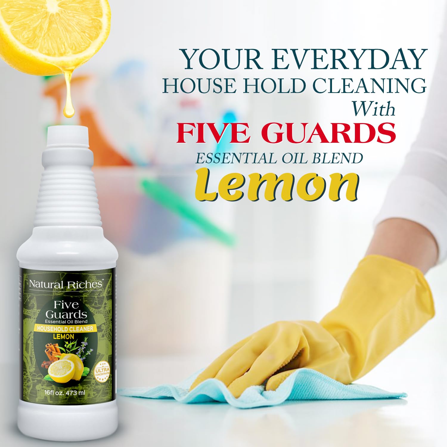 Five Guards Household Cleaner Concentrate Lemon Scent 16 Fl Oz