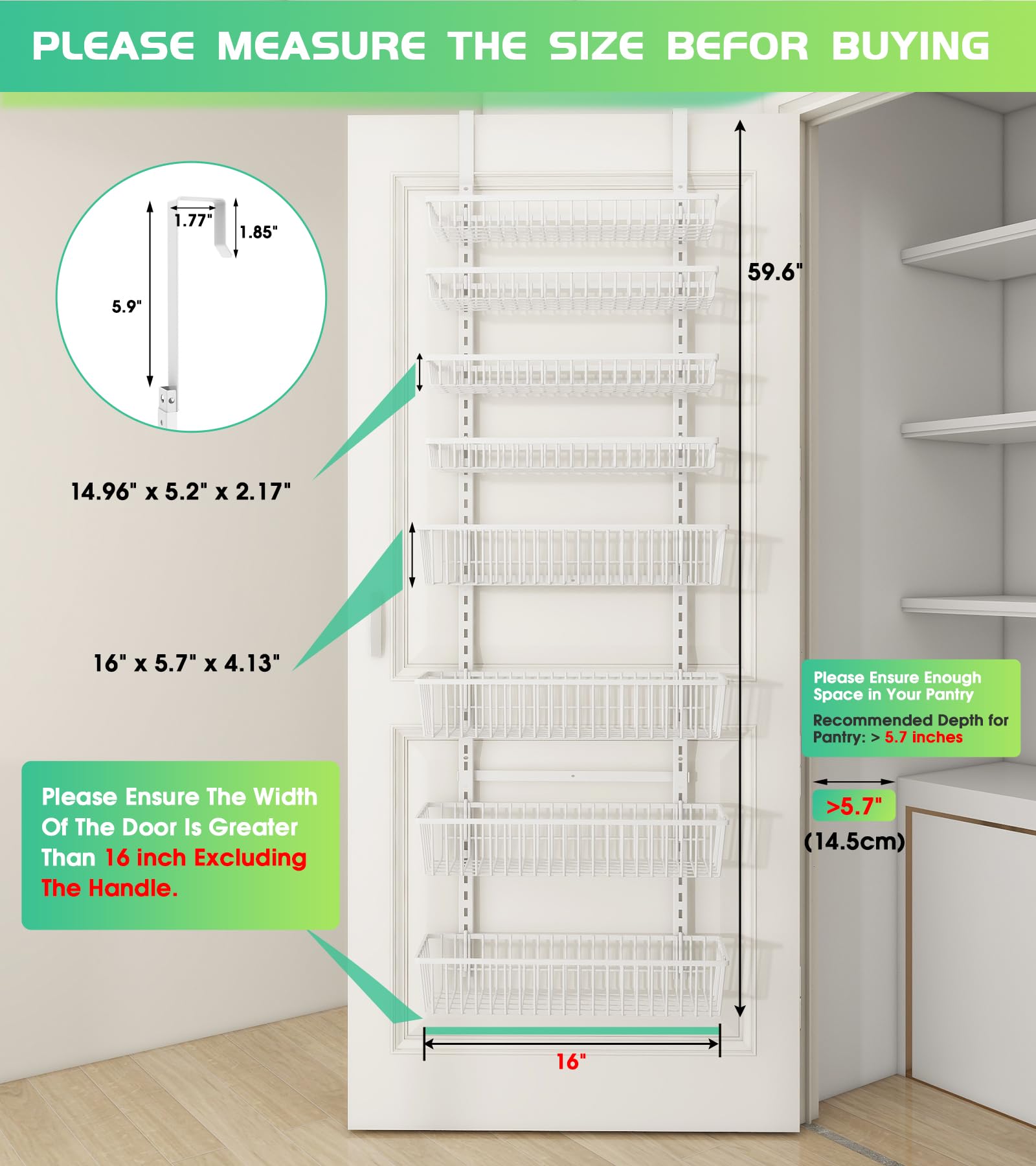 Over The Door Pantry Organizer (8 Count)