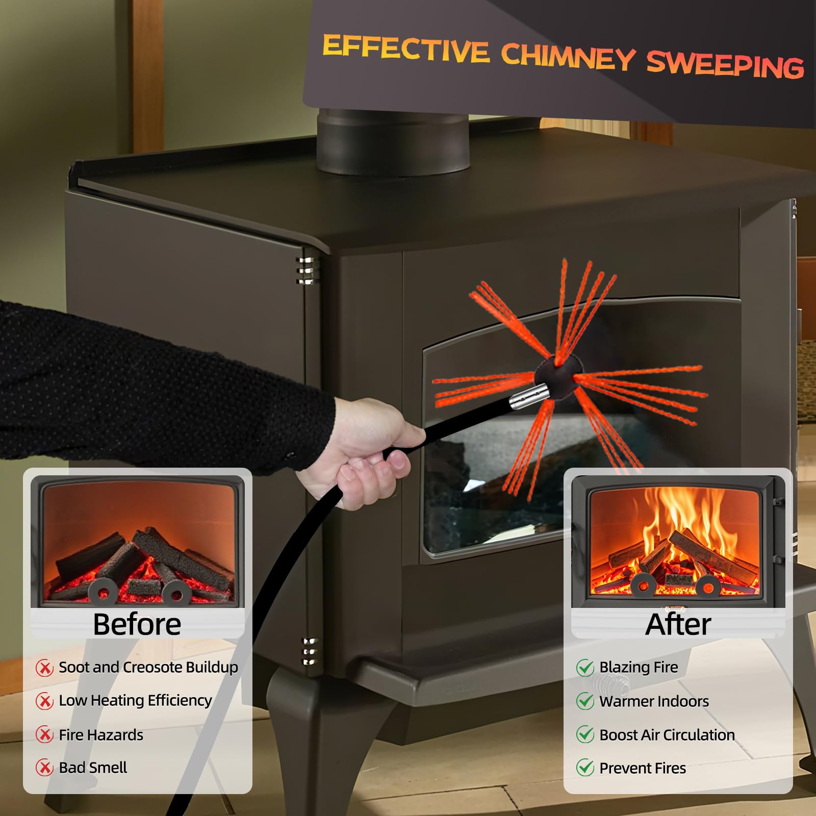 33 Feet Chimney Sweep Kit (10 Count)