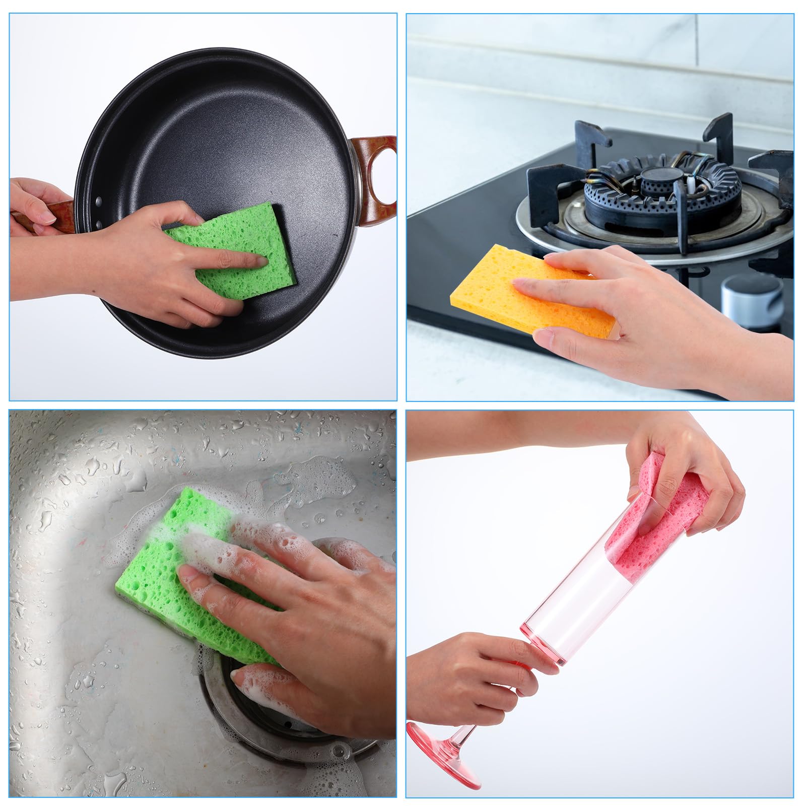 100pcs Kitchen Sponges Bulk Natural Sponges for Dishes Reusable Dish Sponge Scrub Compressed Wood Pulp Sponge Non (140 Count)