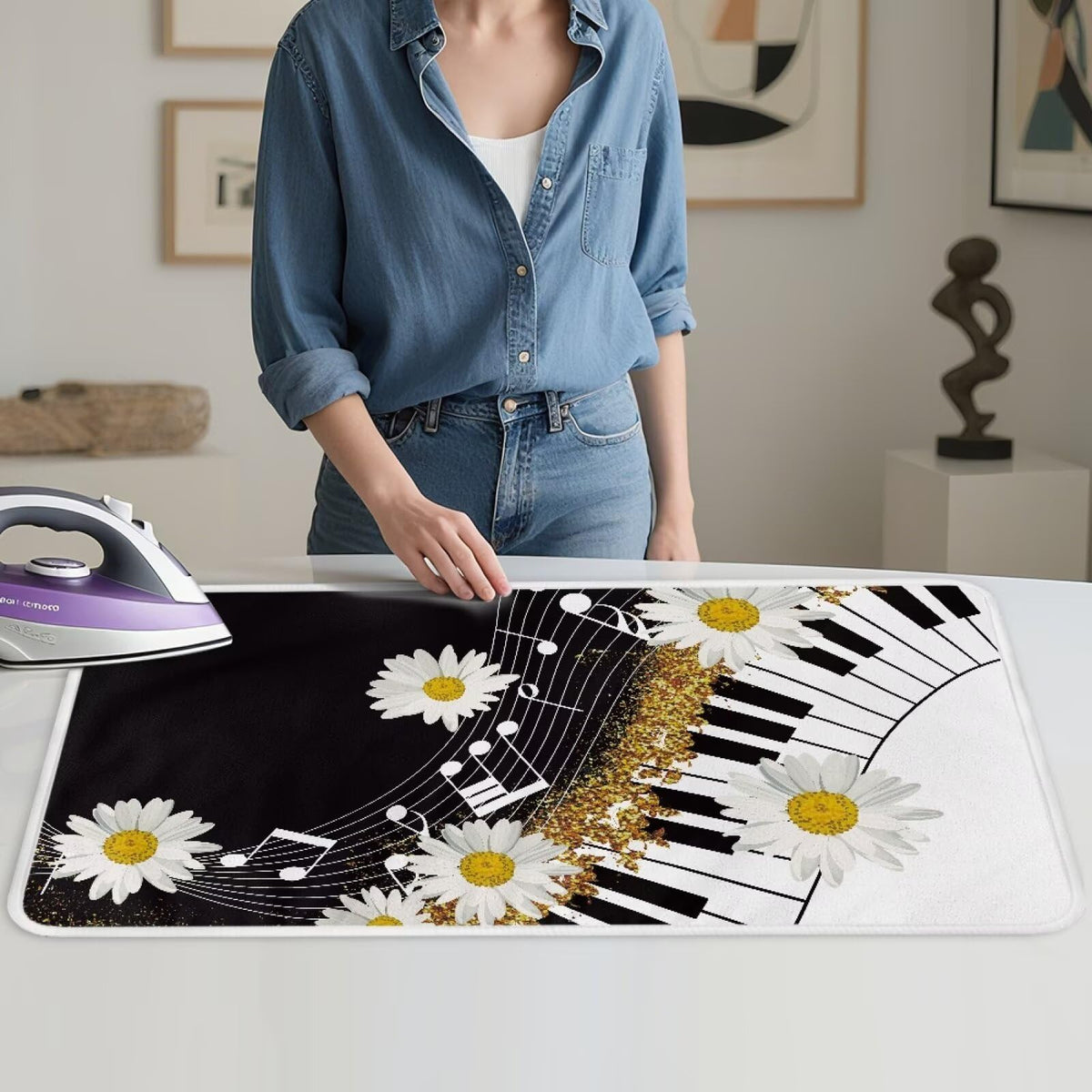 Music Ironing Pad Ironing Blanket Thick Travel Iron Pad Heat Resistant Ironing Board Cover for Table Top