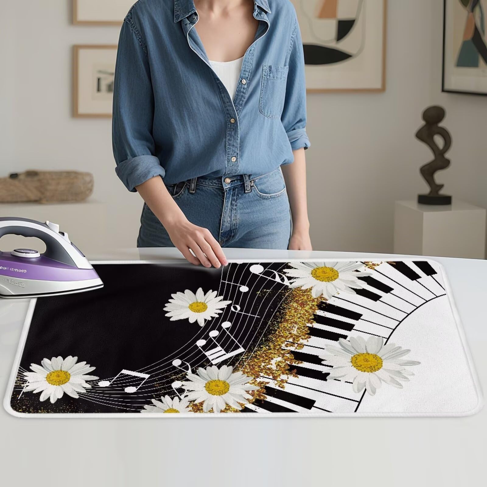 Music Ironing Pad Ironing Blanket Thick Travel Iron Pad Heat Resistant Ironing Board Cover for Table Top