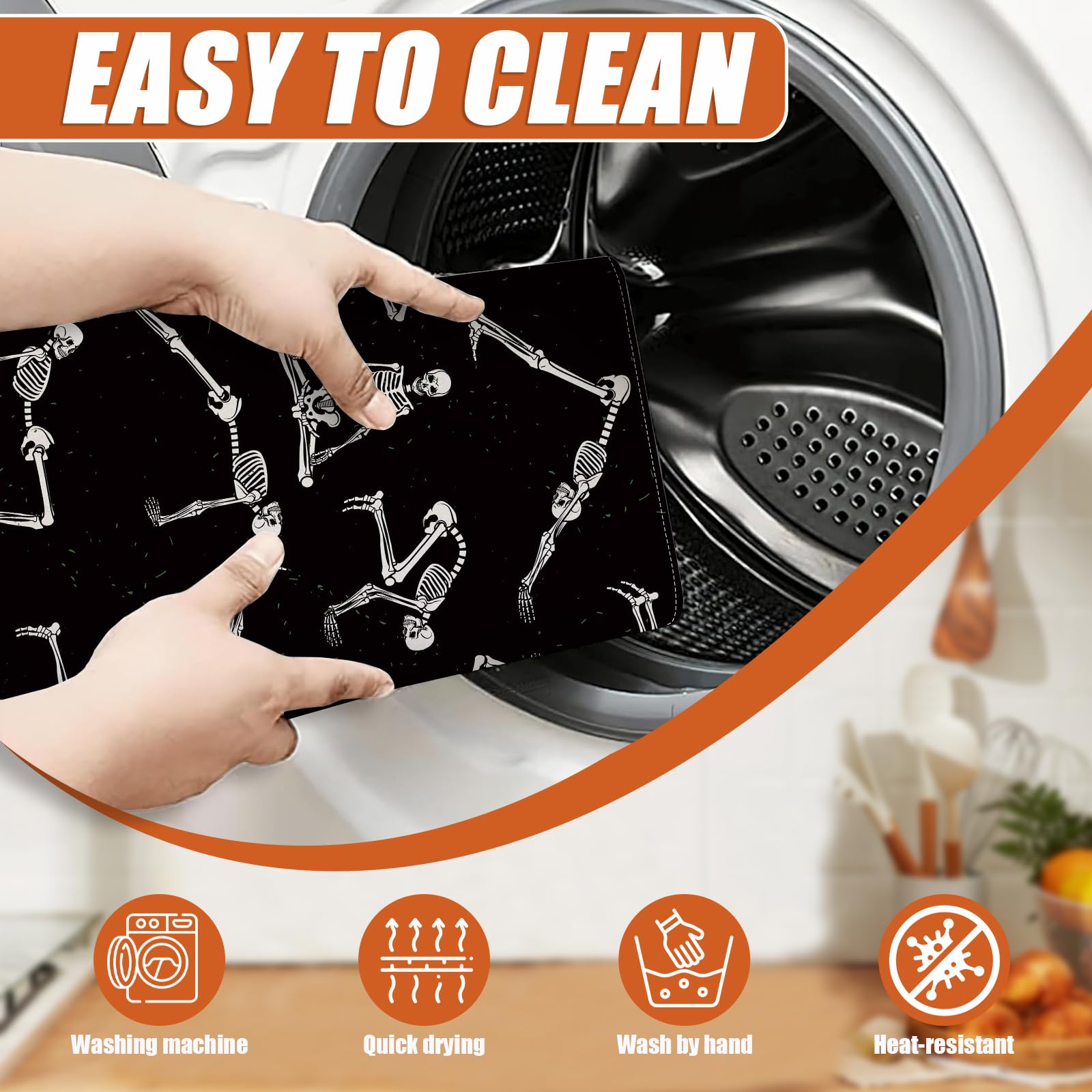 Funny Skull Yoga Dish Drying Mat for Kitchen Counter Microfiber Absorbent Dish Kitchen Drying Mat Draining Reusable Washable for Dishes