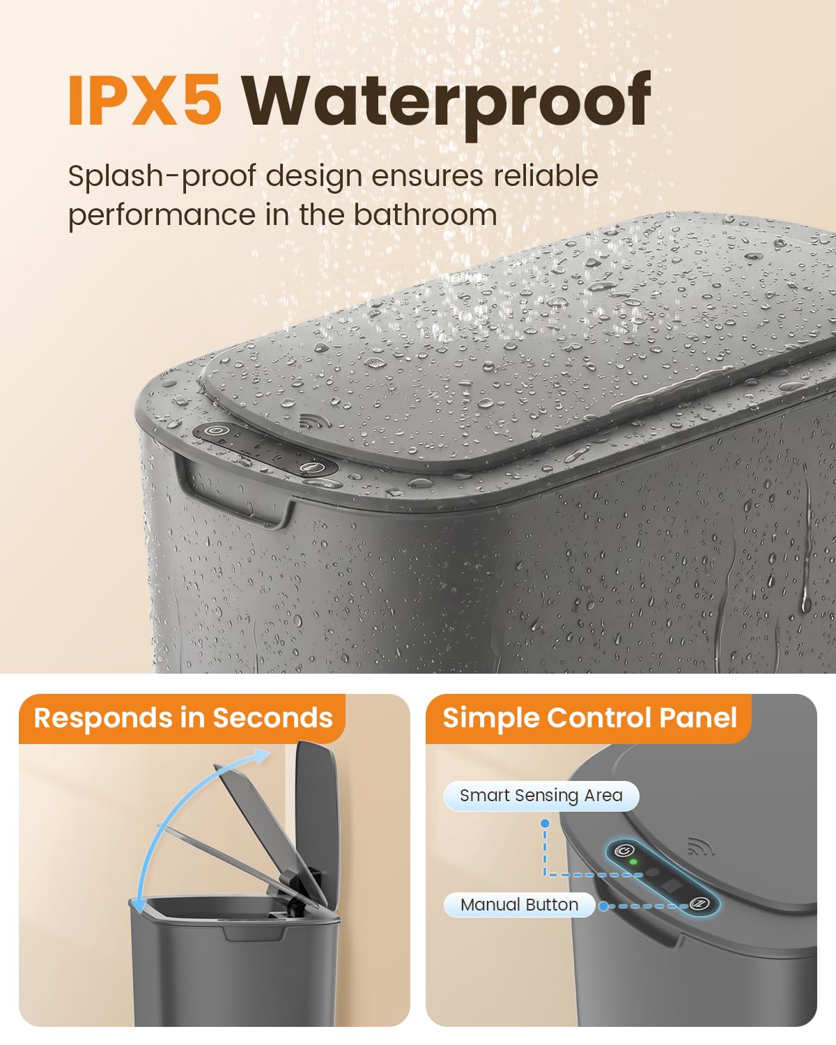 5 Gallon Automatic Bathroom Trash Can with Lid