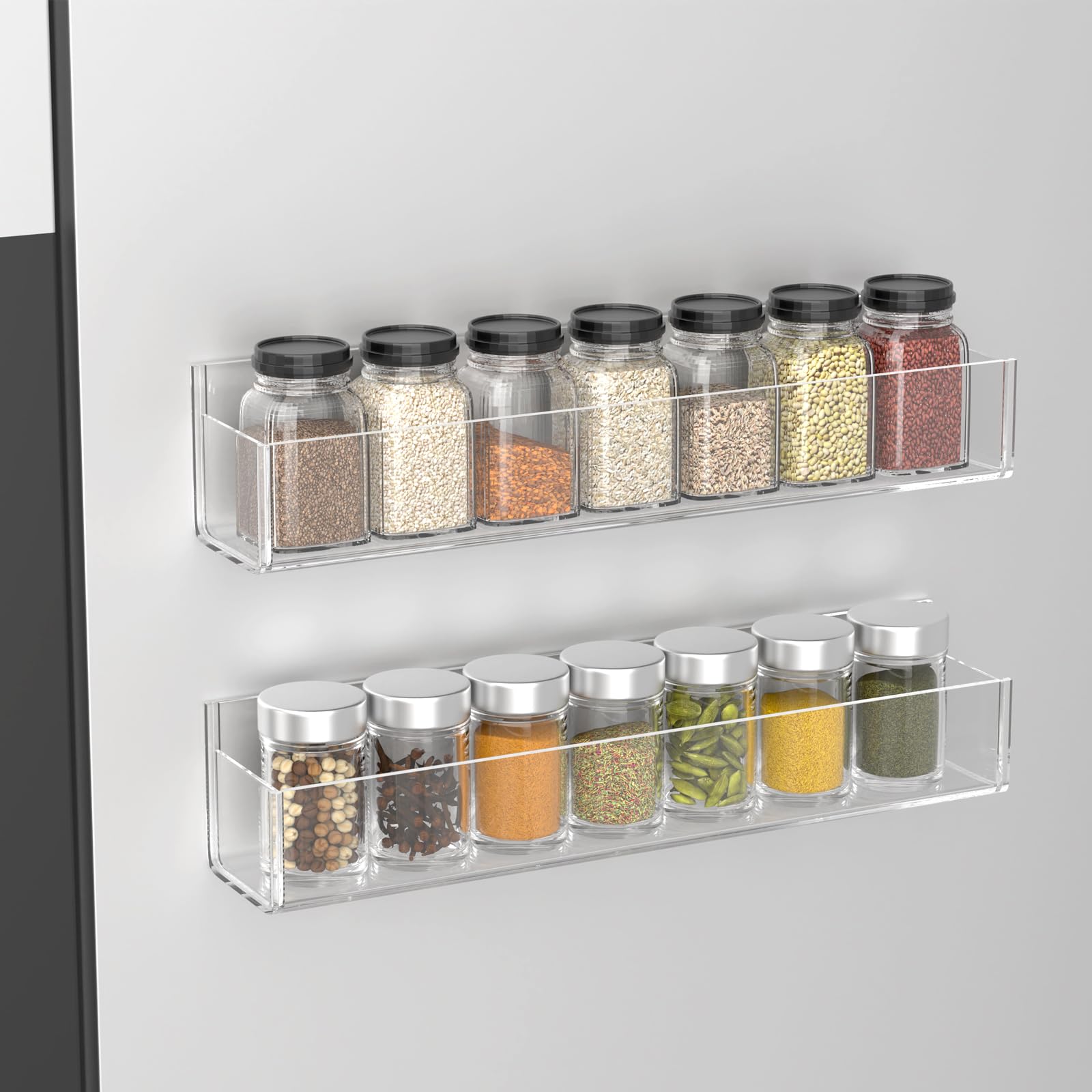 Adhesive Acrylic Spice Rack Organizer for Wall with Nano Double Sided Tape
