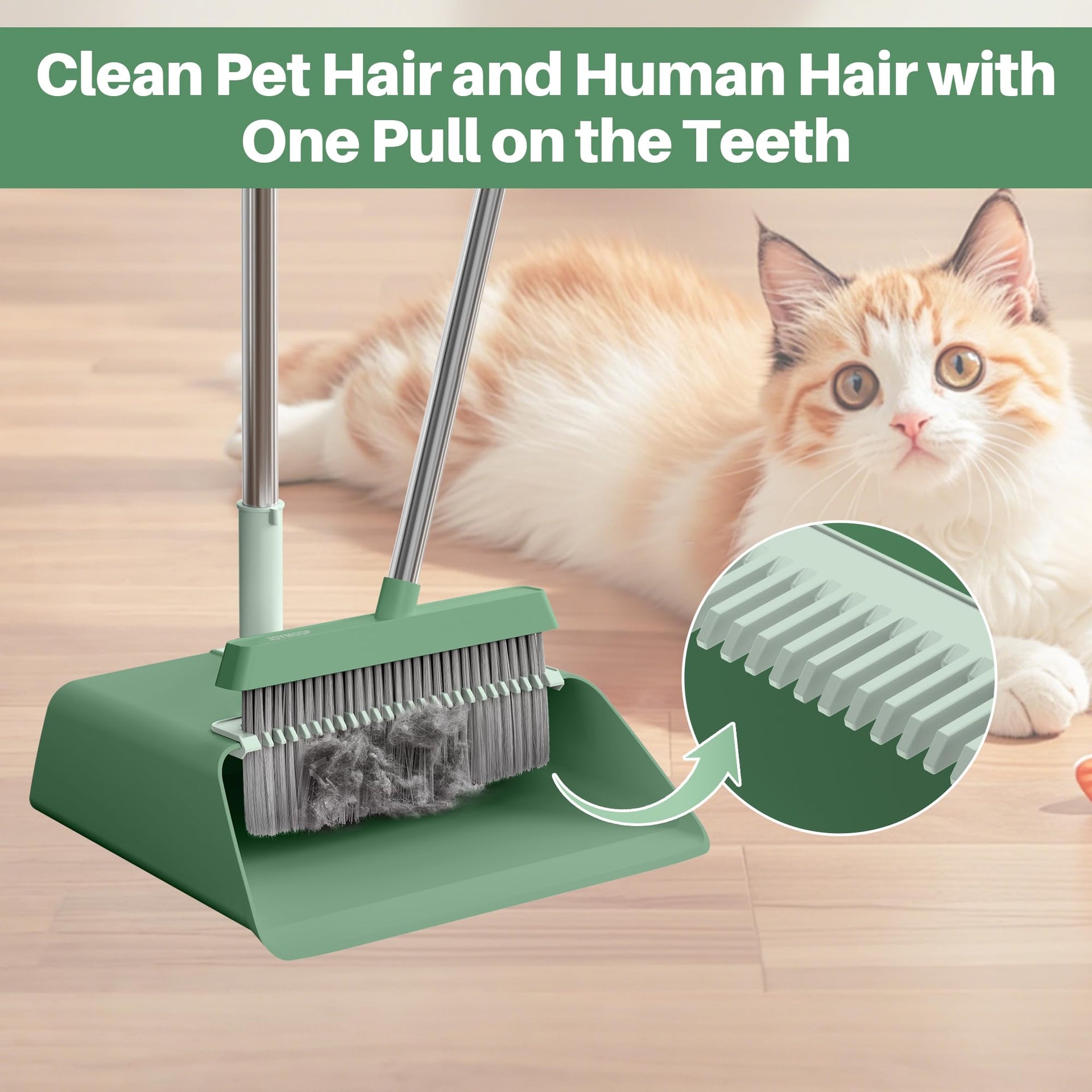 Dark Teal Green Broom and Dustpan Set