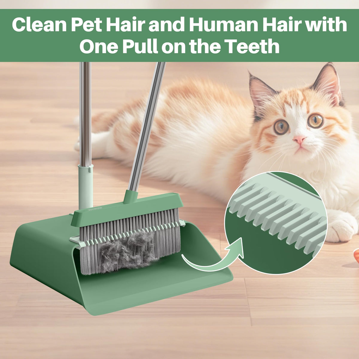 Dark Teal Green Broom and Dustpan Set