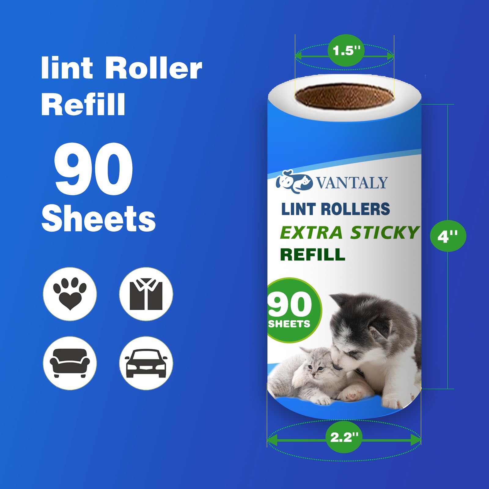 Extra Sticky Lint Roller Mega Value Set 900 Sheets for Pet Hair Removal and Clothes
