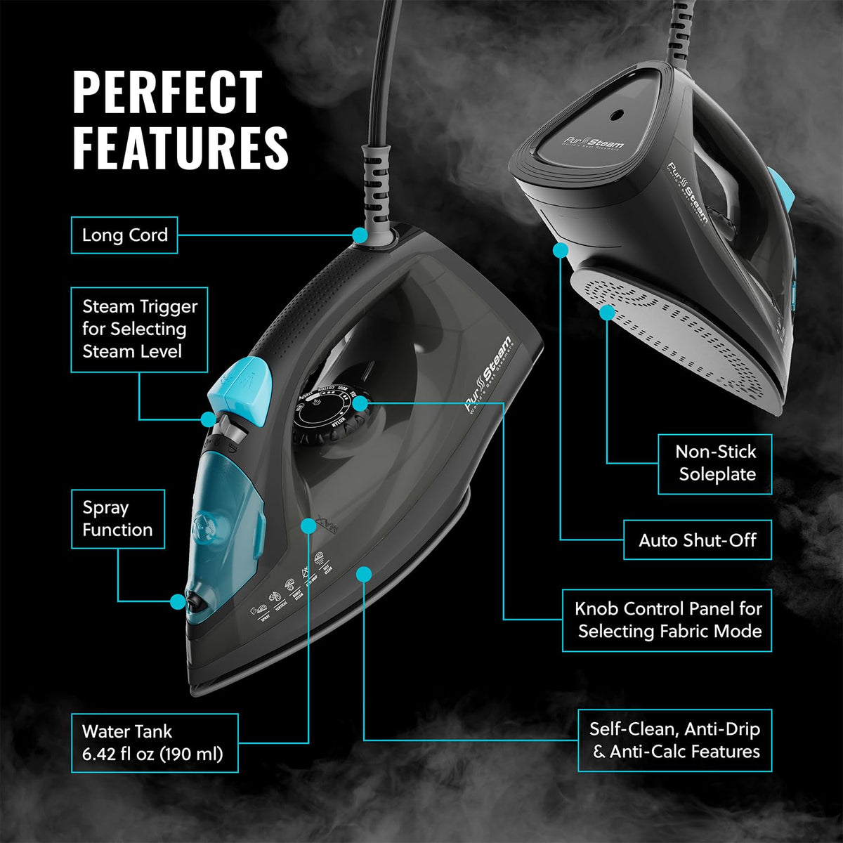 PurSteam SteamLite Steam Iron with Non