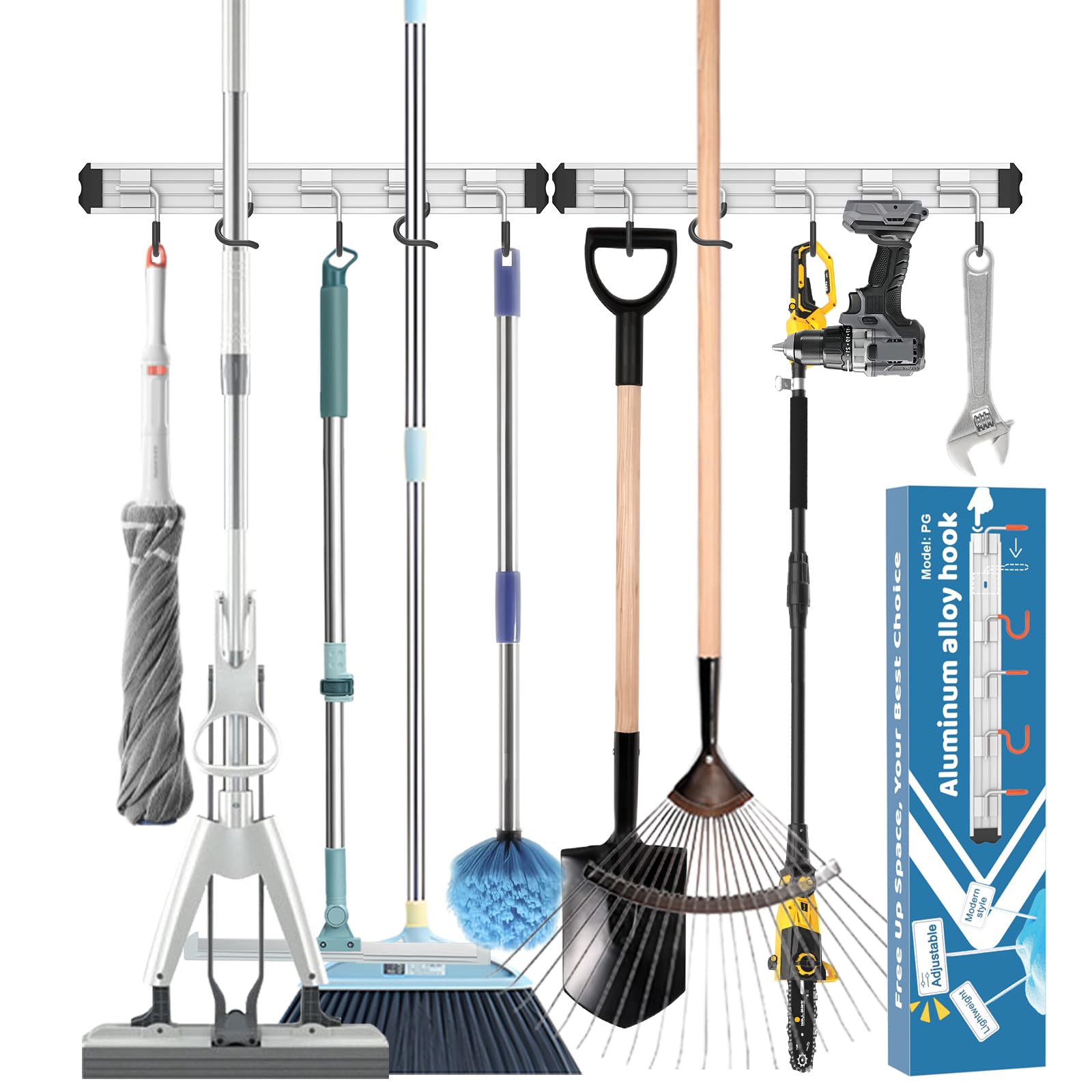 Mop and Broom Holder Wall Mount Garden Tool Rack Organizer (3 Count)