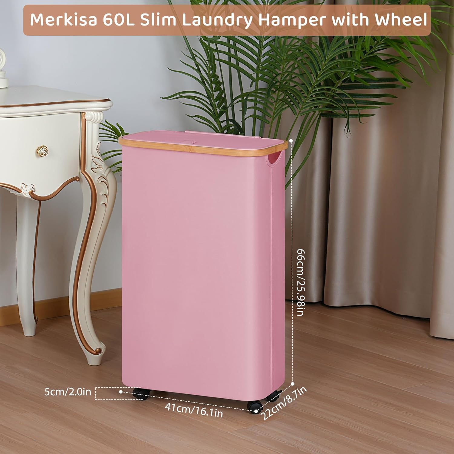 Slim Laundry Basket with Wheels