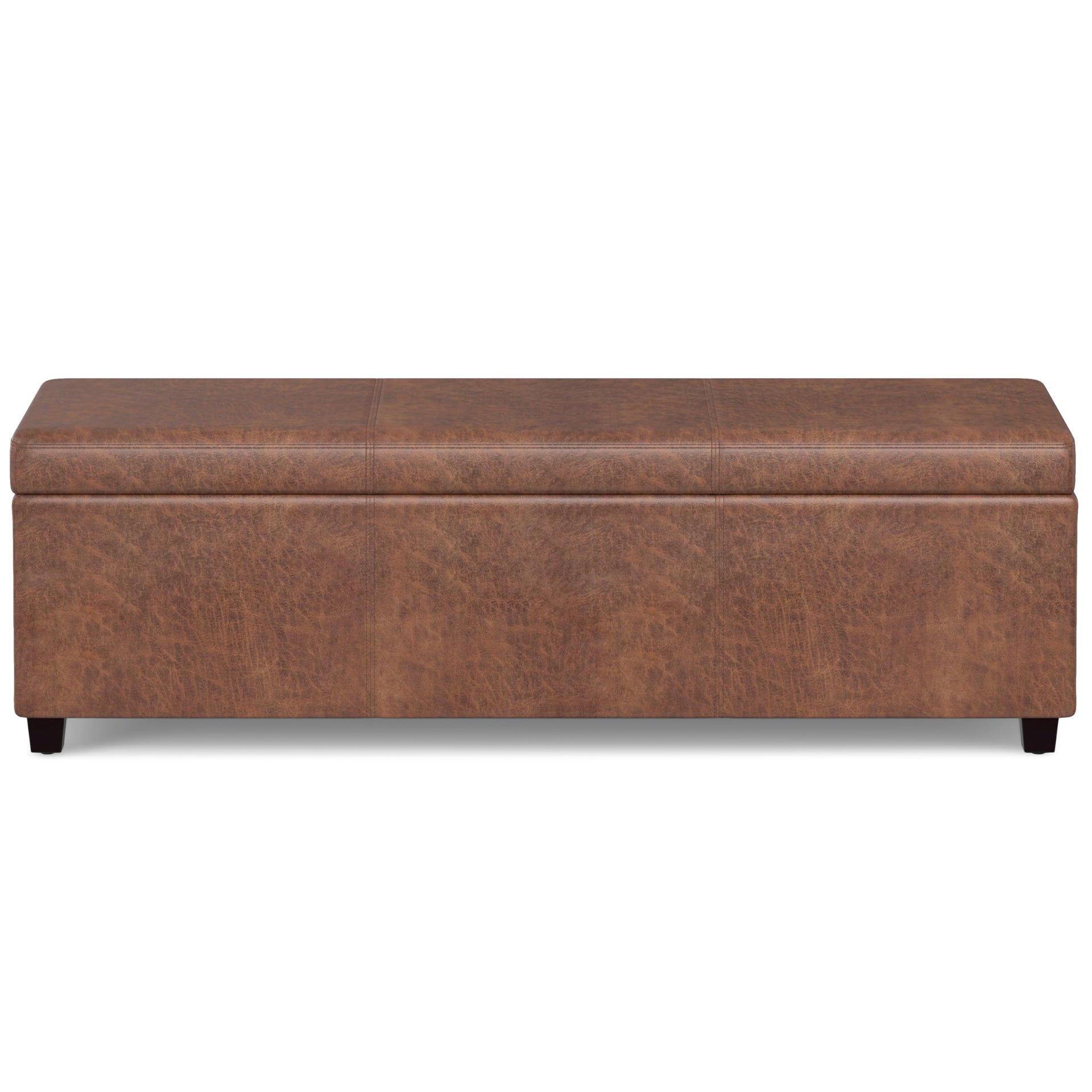 Avalon 54" Wide Vegan Leather Storage Ottoman in Brown