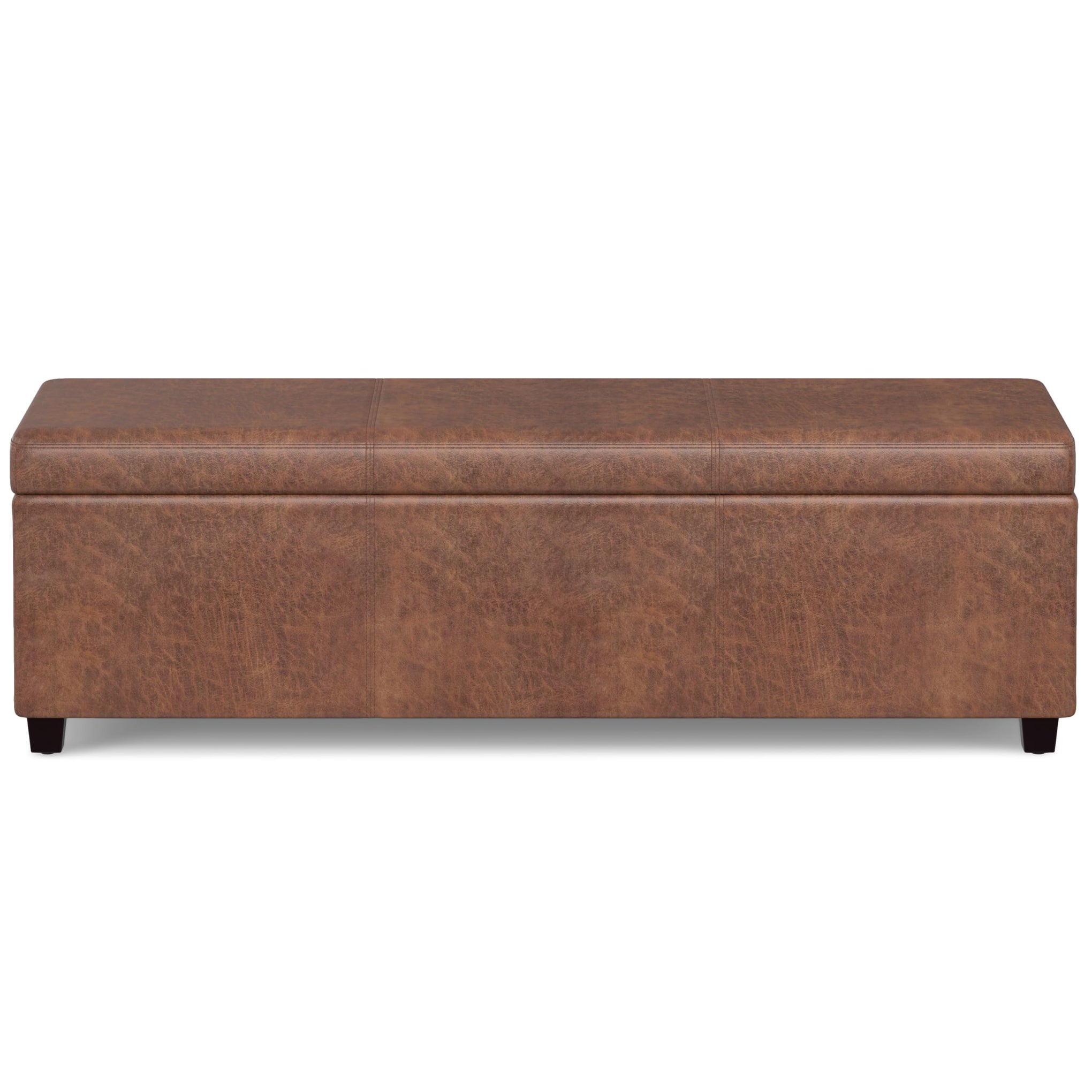 Avalon 54" Wide Vegan Leather Storage Ottoman in Brown