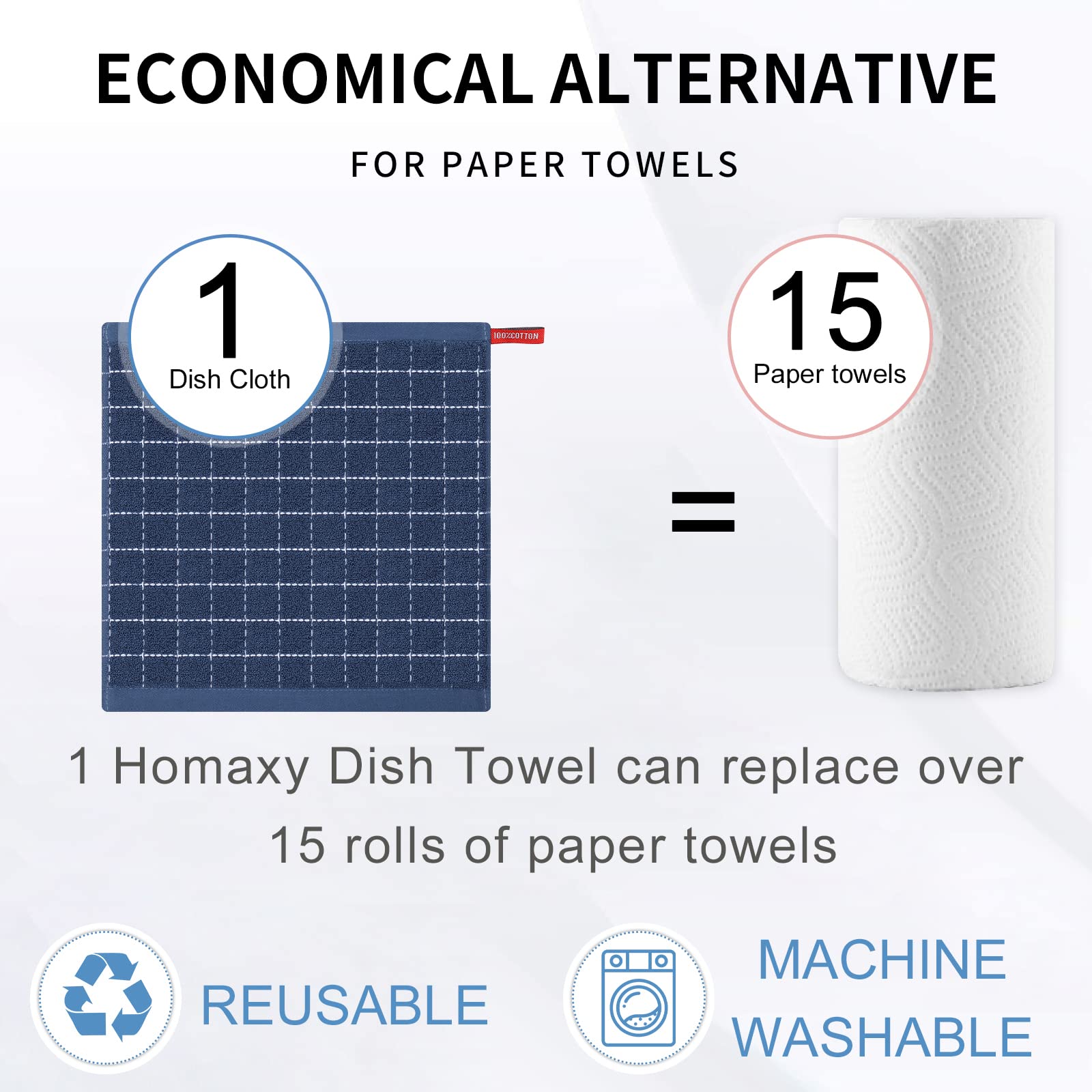 100% Cotton Terry Kitchen Dish Cloths (6 Count)