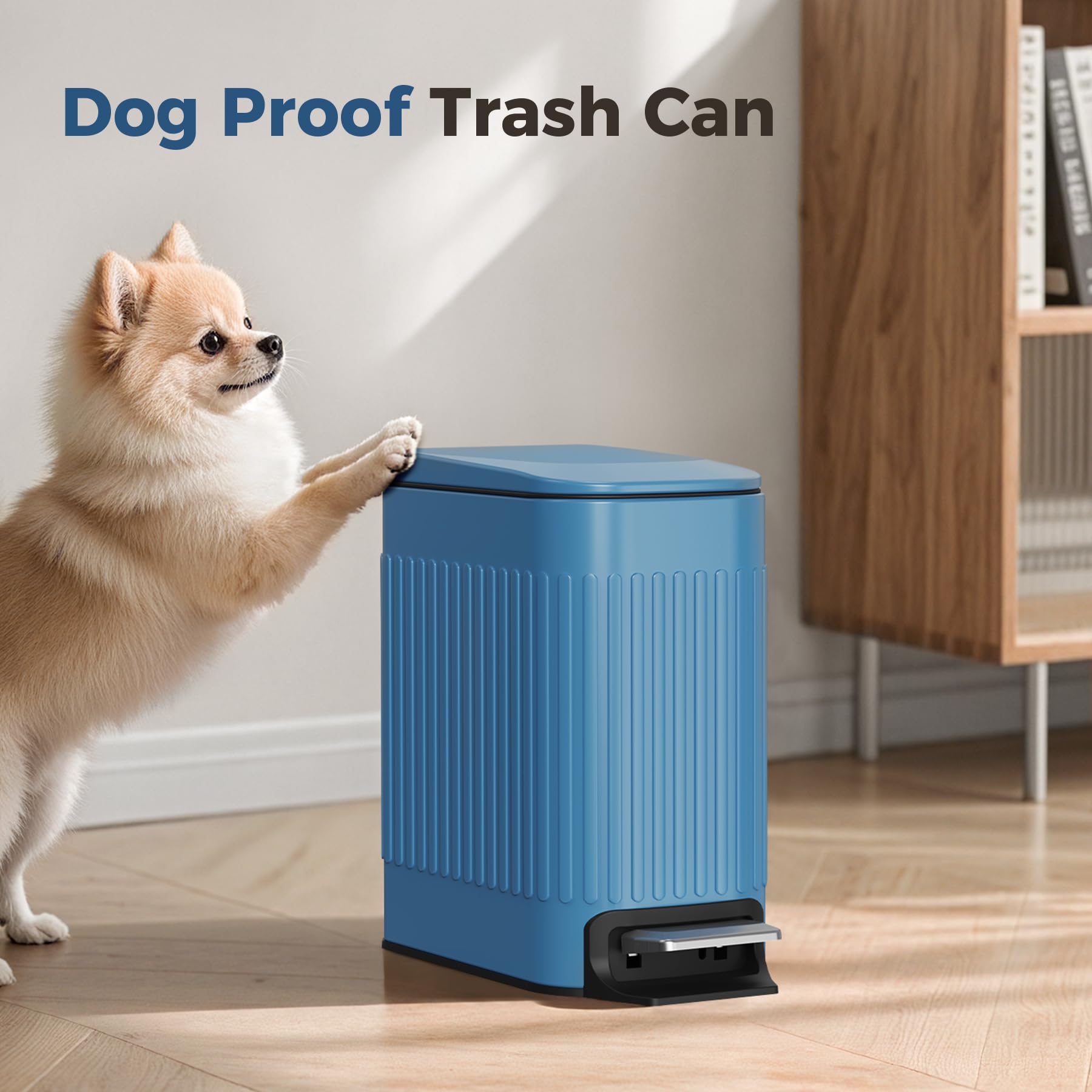 Slim Bathroom Trash Can with Lid Soft Close & Pedal