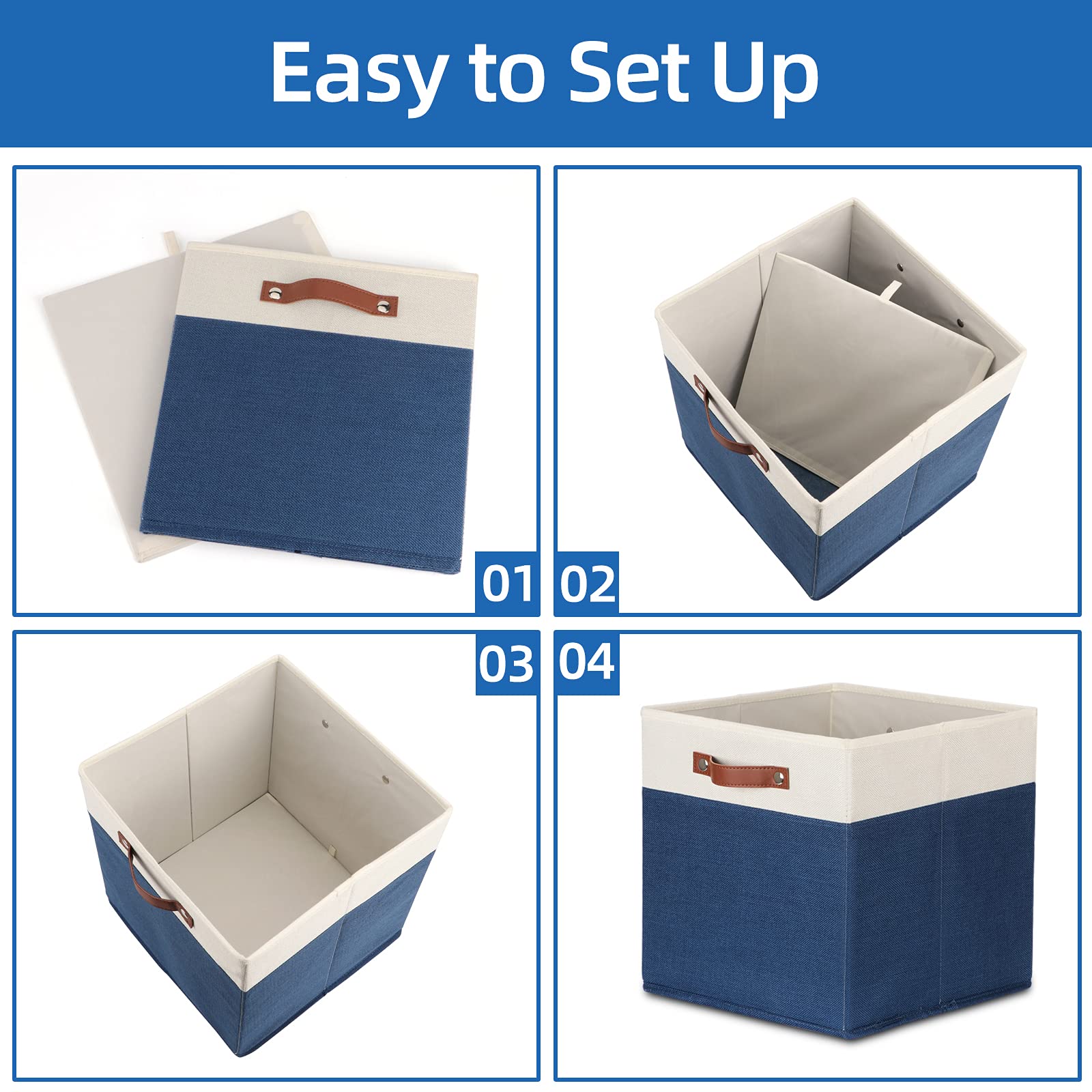 Fabric Storage Bins for Cube Organizer 4 Pack Cube Storage Bins 13 Storage Cubes for Shelves Storage Baskets for Organizing Books