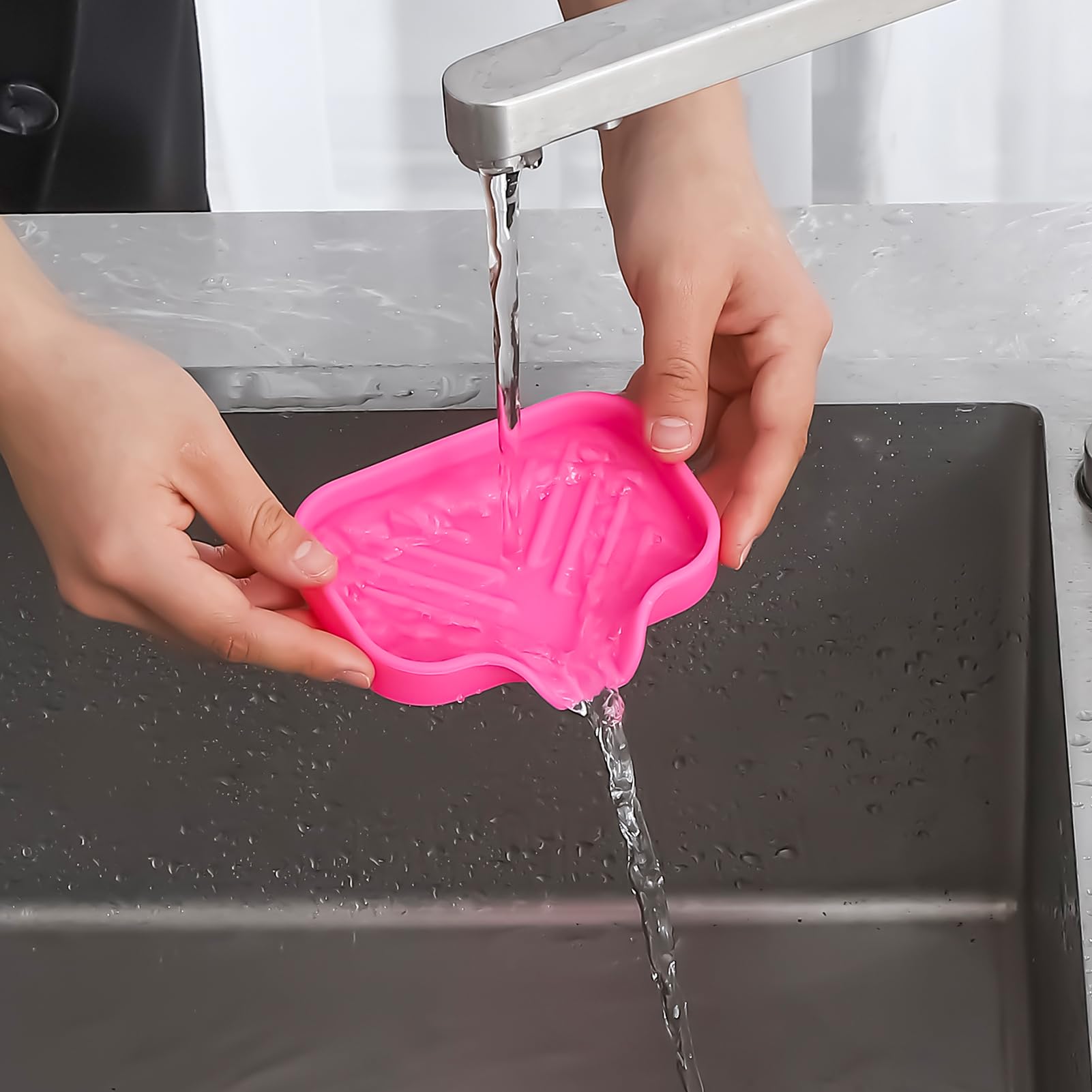 Silicone Soap Dish with Drain Spout