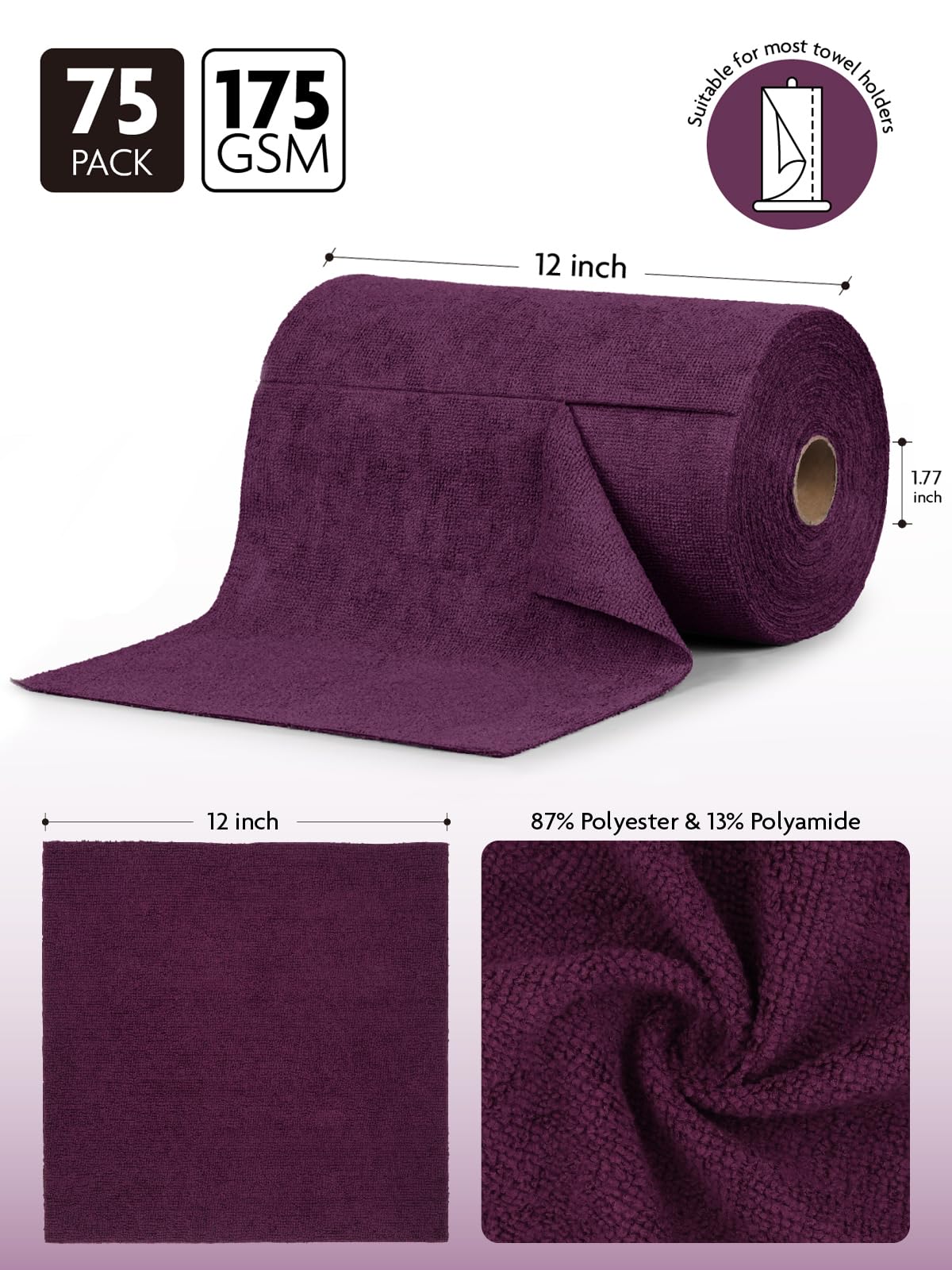 Microfiber Cleaning Cloth Roll (75 Count)