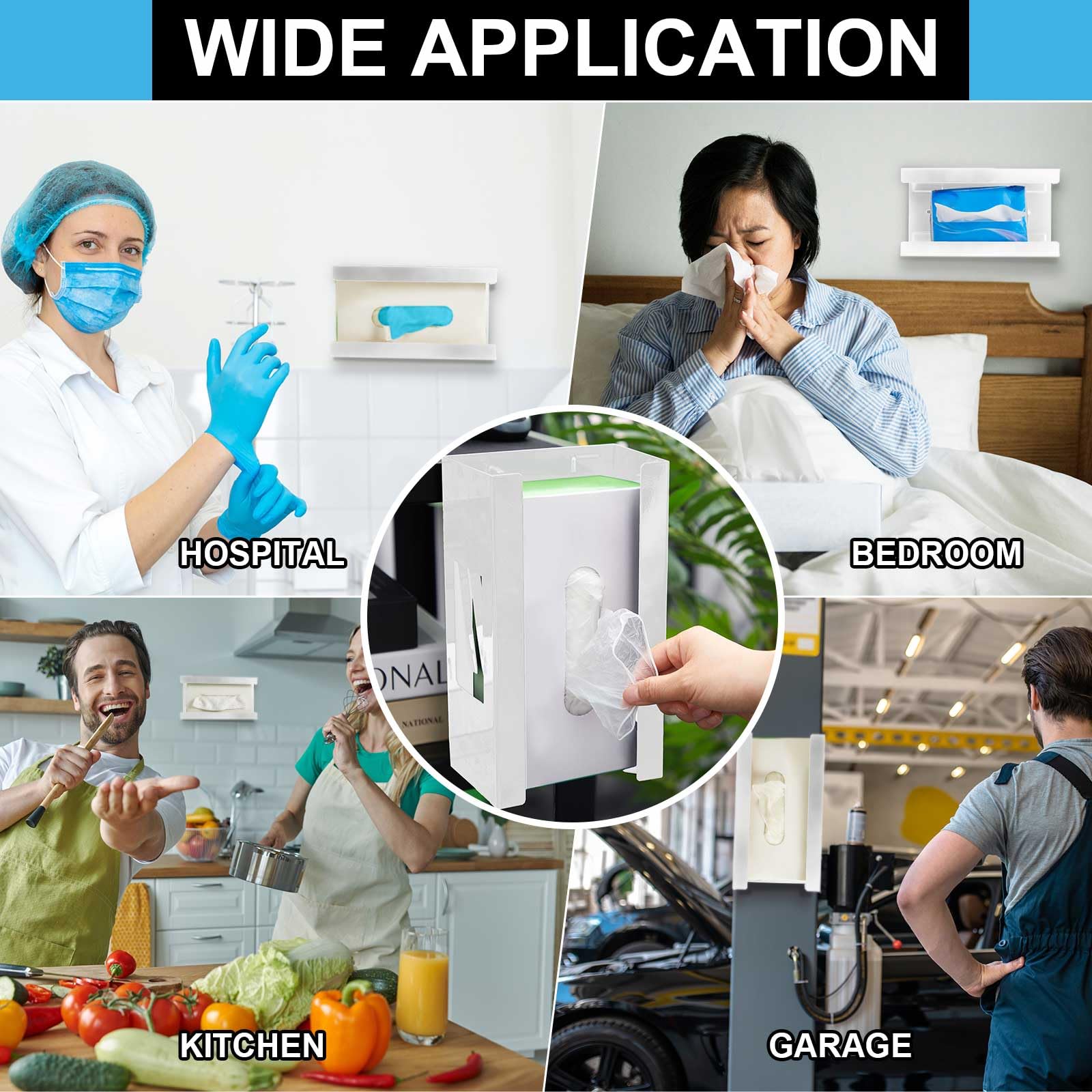 6 Pcs Magnetic Glove Dispenser Holders Wall Mount Boxes of Gloves Commercial Quality Towels Wipes Paper Tissue Box Holder Kitchen Fridge Office Workshops Garage Tool Hospital (6 Count)
