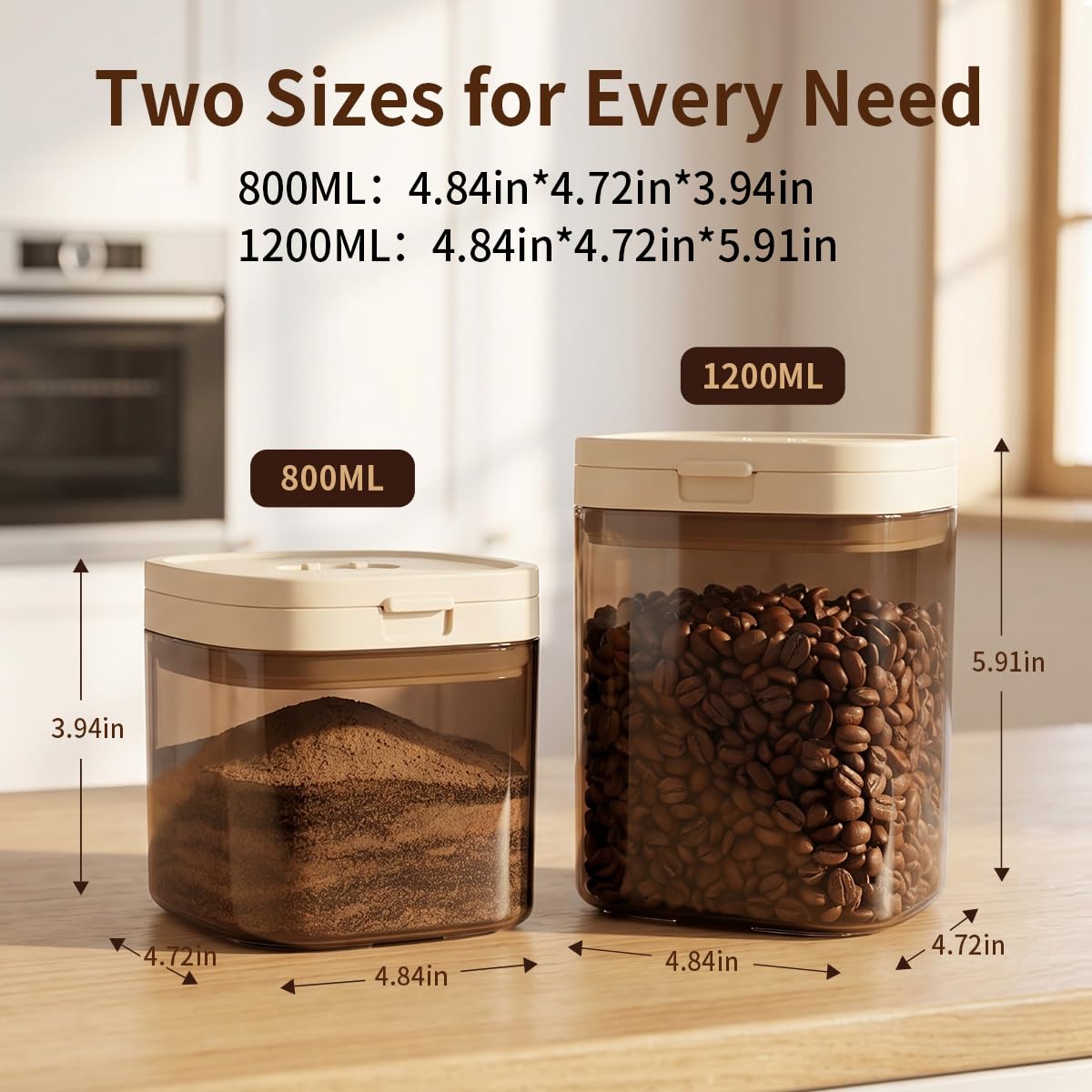 Airtight Food Storage Container with Magnetic Scoop & Built