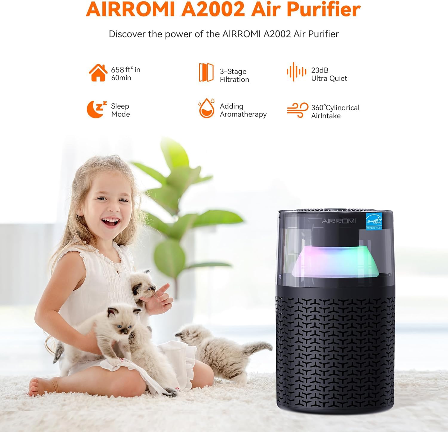 Pet Air Purifier for Home & Bedroom