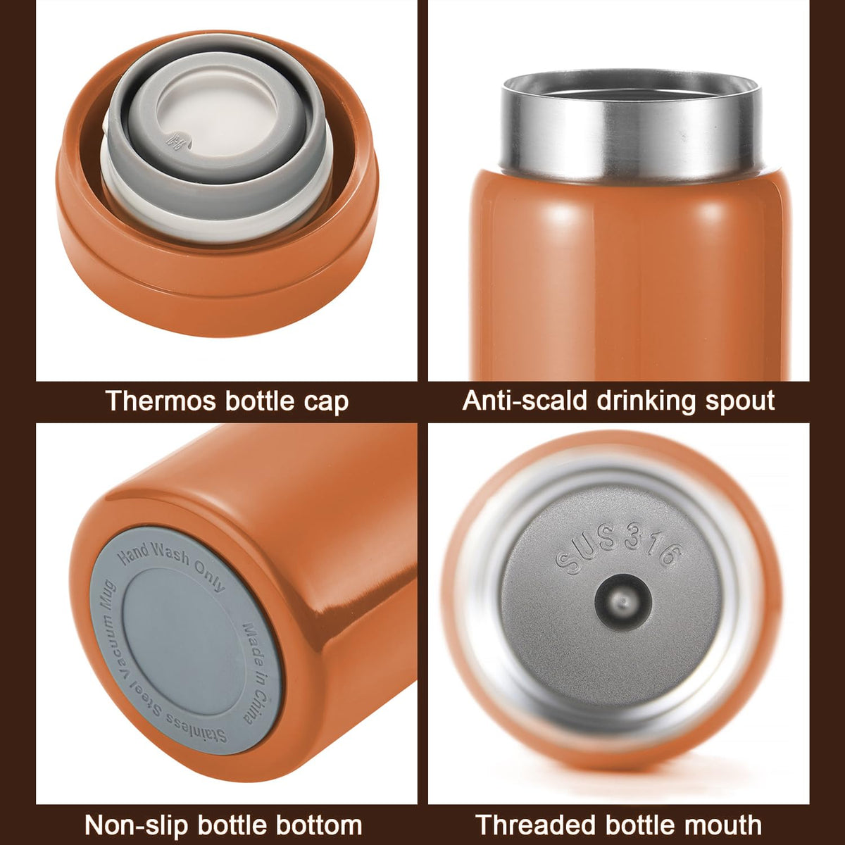 10oz Mini Water Bottle Stainless Steel Thermos Small Flask